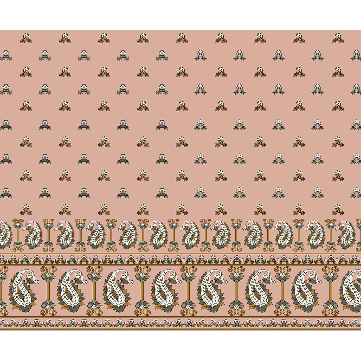 Eternal paisley floral accents in lea - "motifs" wallpaper mural-equal final