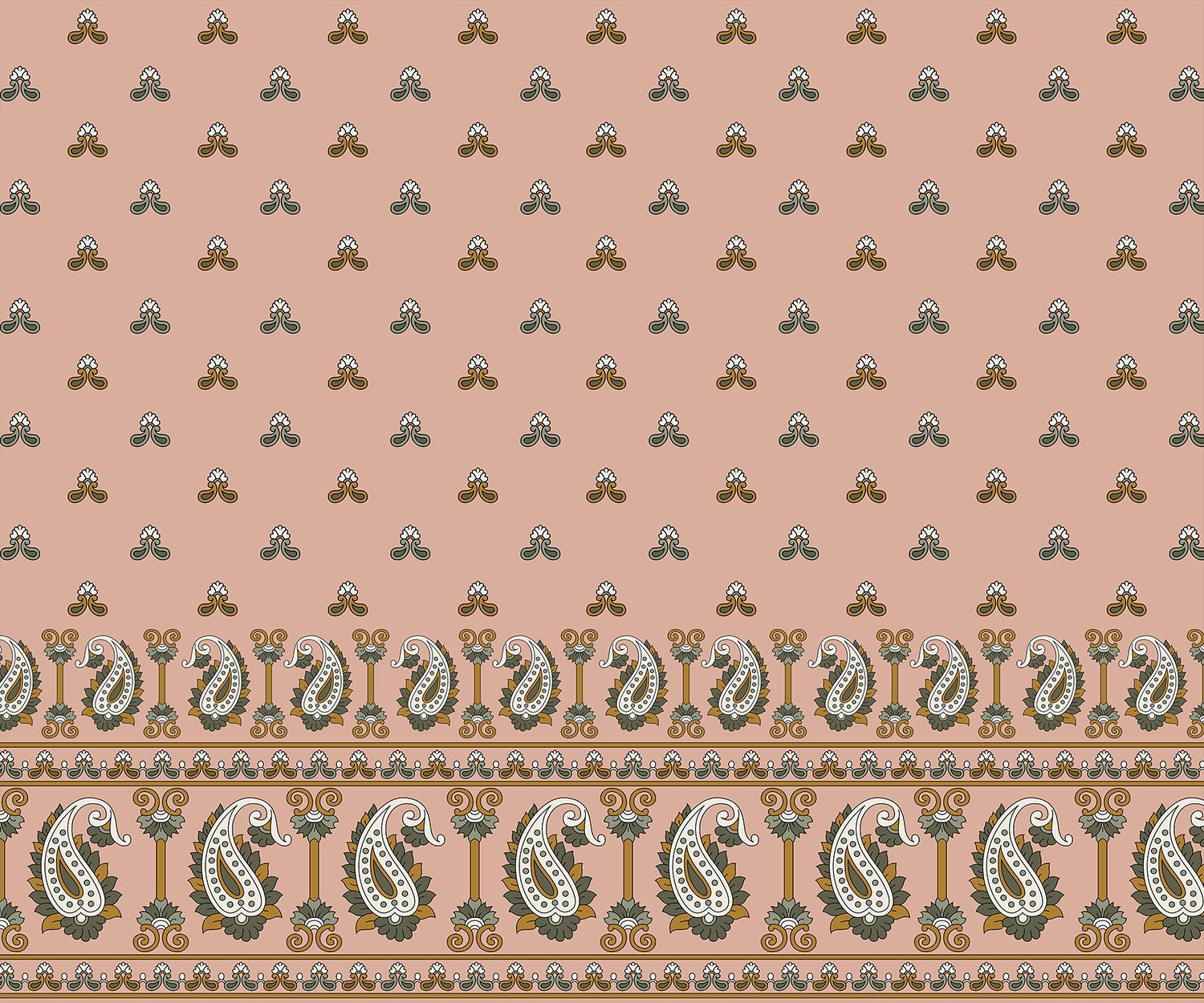 Eternal paisley floral accents in lea - "motifs" wallpaper mural-inequal final