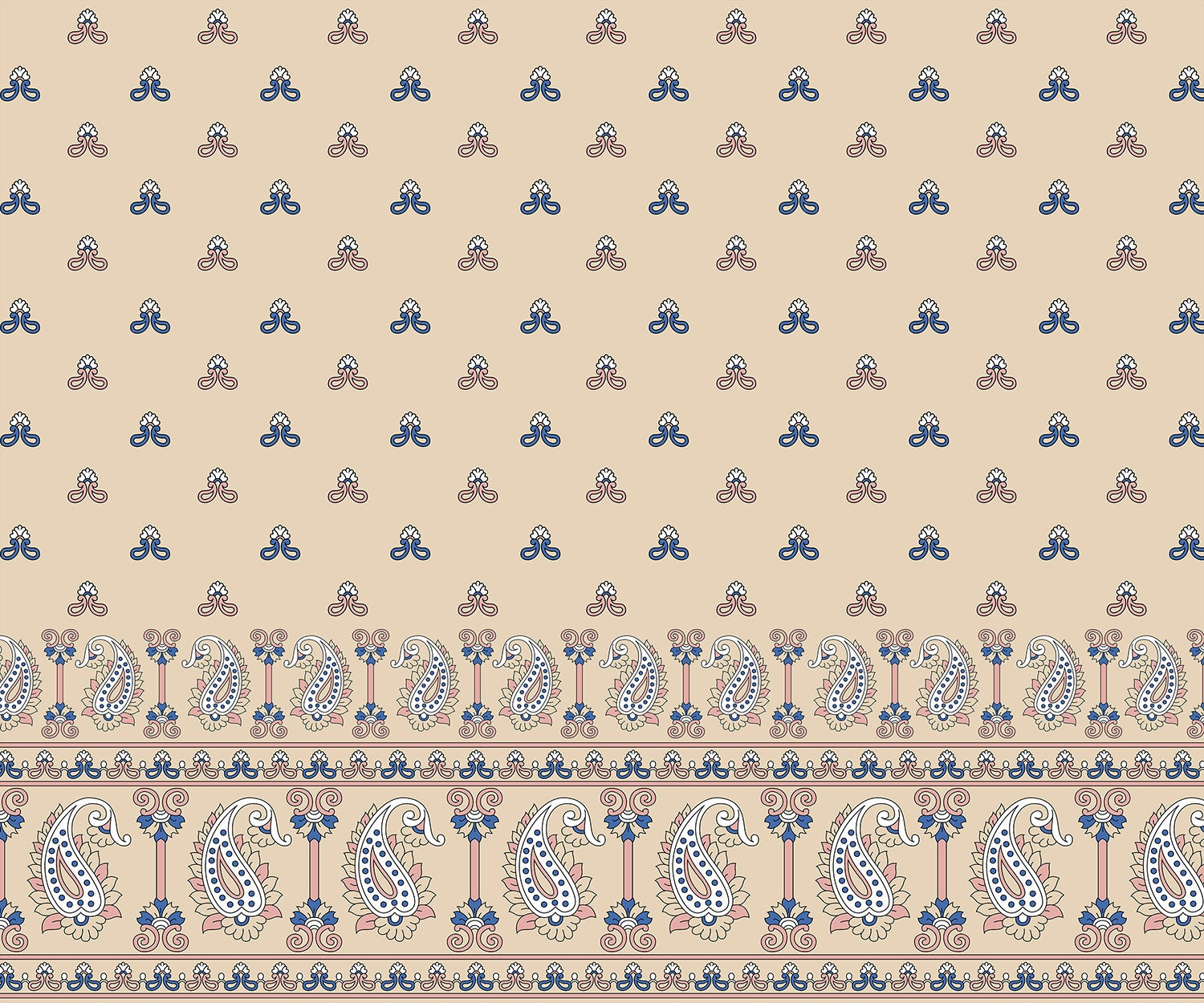 Eternal paisley floral accents in lea - "motifs" wallpaper mural-inequal final