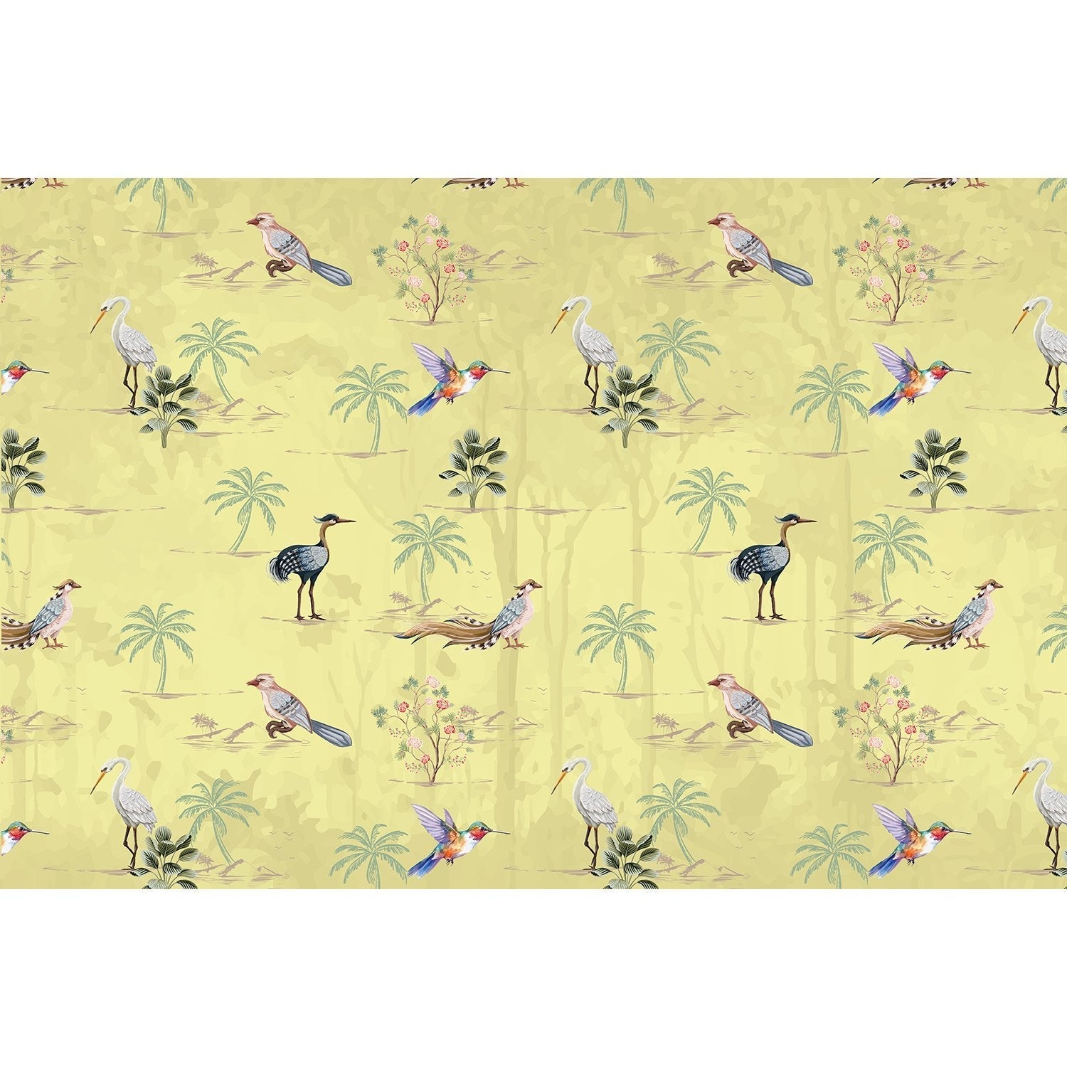 Exotic birds and tropical paradise fauna lea - "fauna" wallpaper mural-equal final