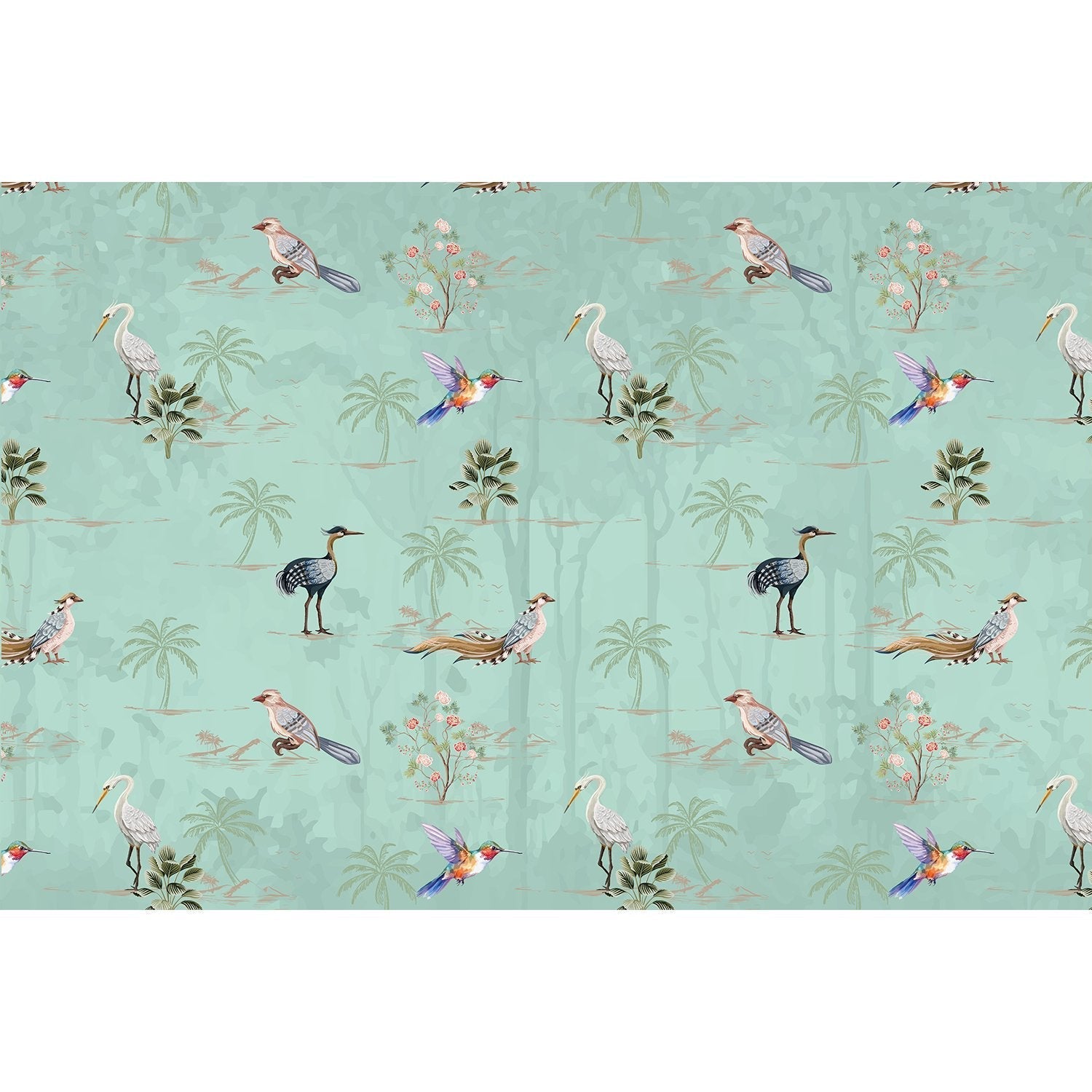 Exotic birds and tropical paradise fauna lea - "fauna" wallpaper mural-equal final