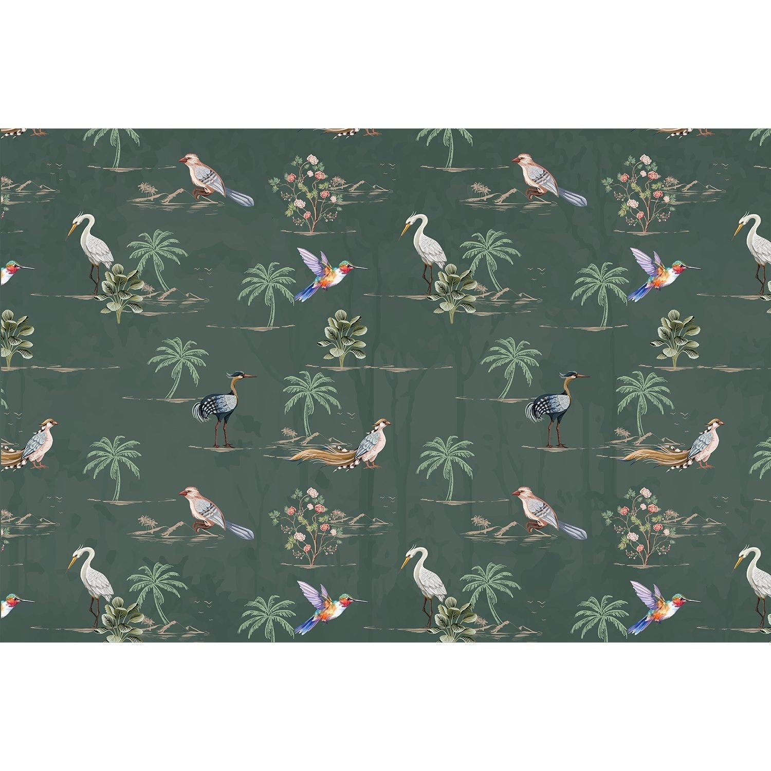 Exotic birds and tropical paradise fauna lea - "fauna" wallpaper mural-equal final