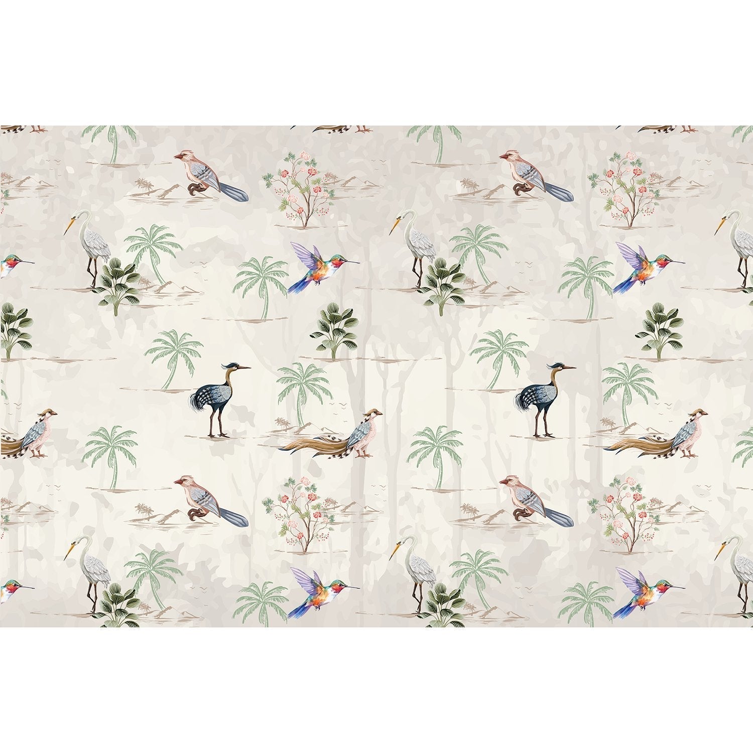 Exotic birds and tropical paradise fauna lea - "fauna" wallpaper mural-equal final