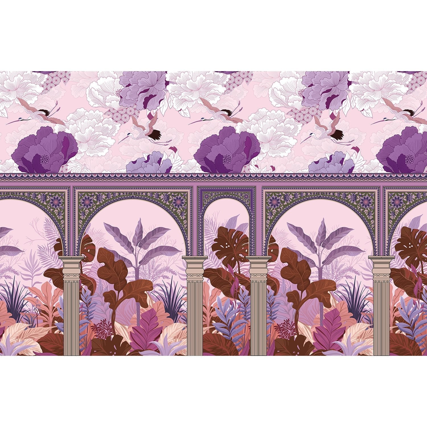 "Botanical arches garden grandeur lea - mughal wallpaper mural-equal final"