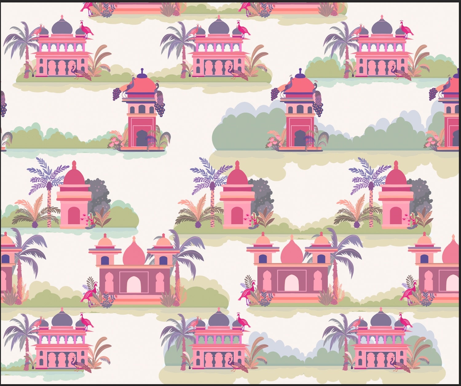 "Intricate lea mughal architecture wallpaper mural-inequal final"