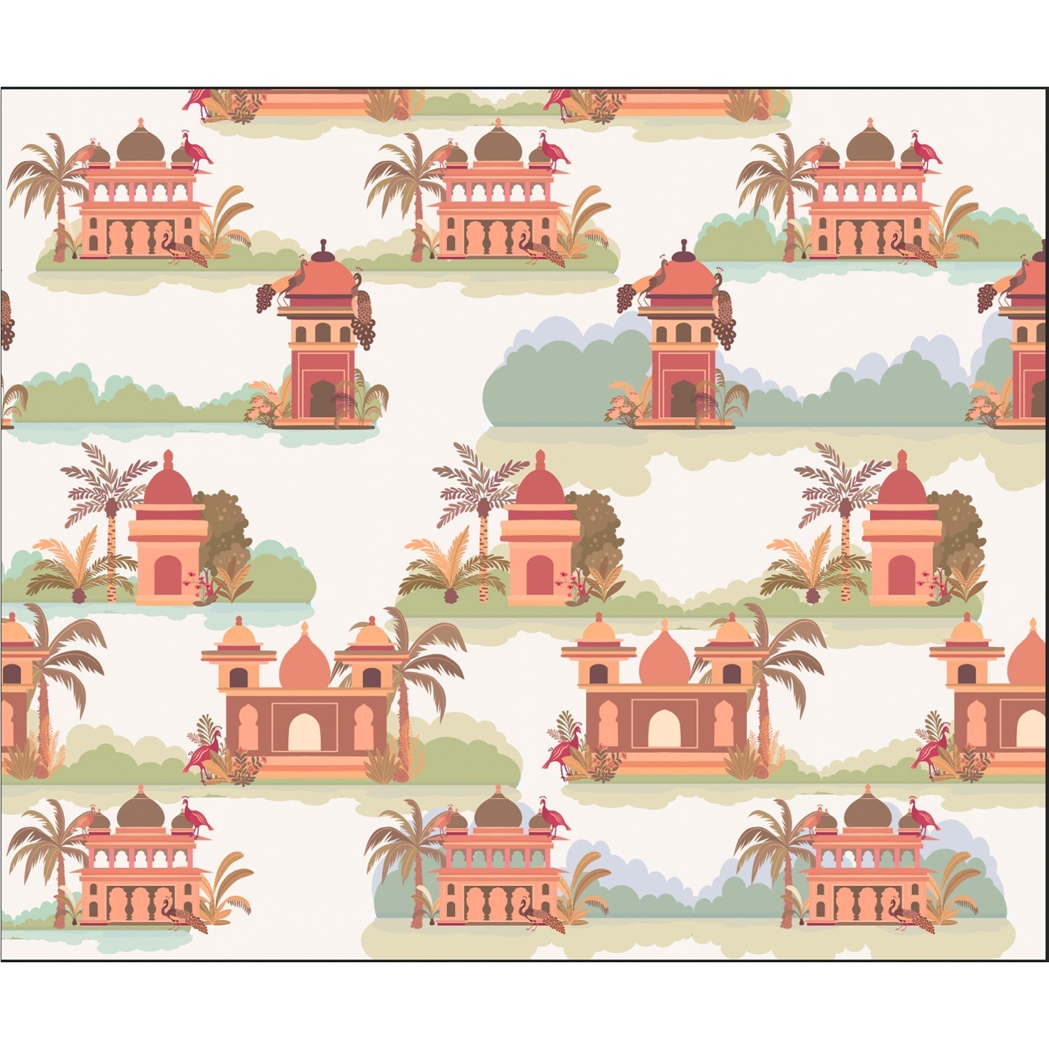 "Intricate lea mughal architecture wallpaper mural-equal final"