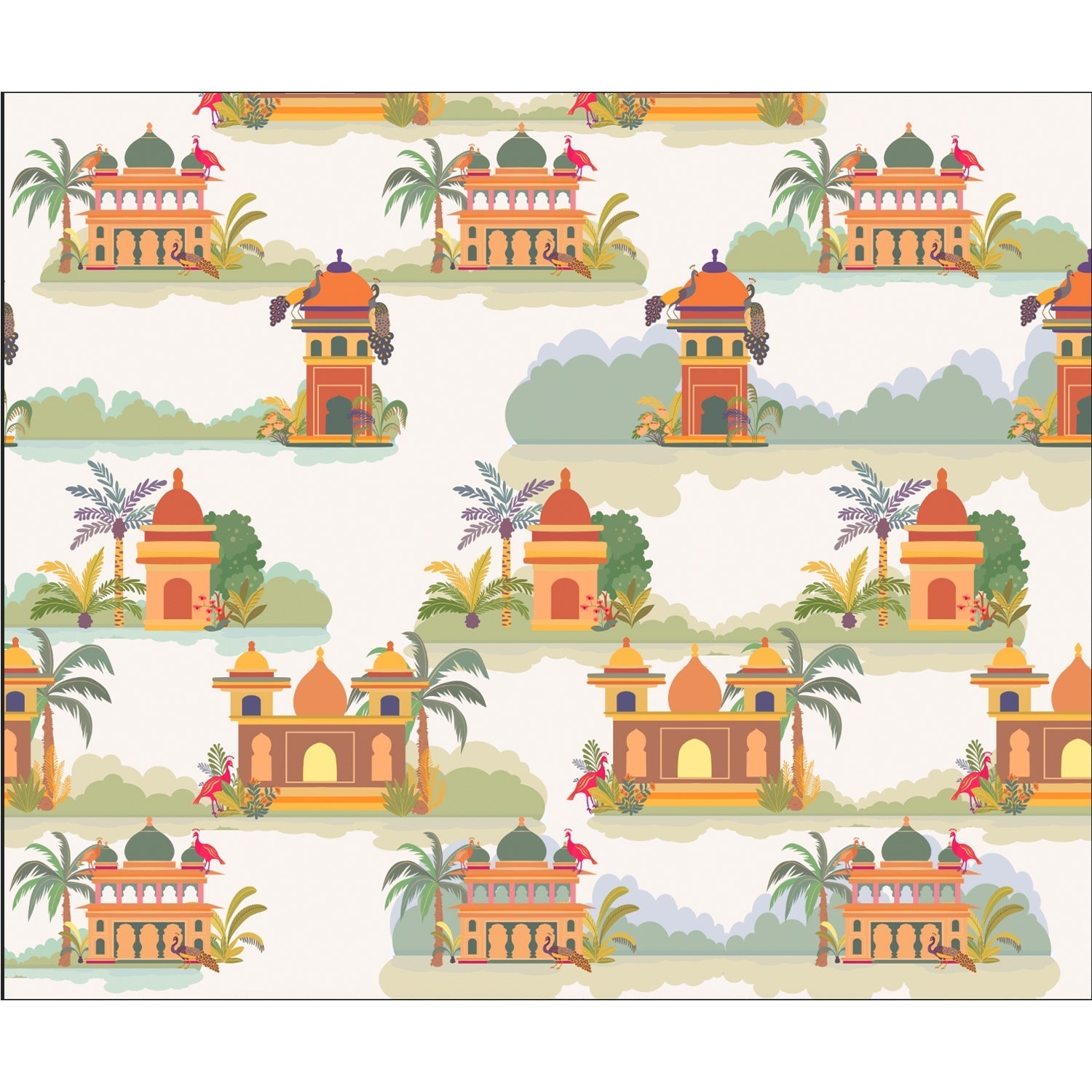 "Intricate lea mughal architecture wallpaper mural-equal final"