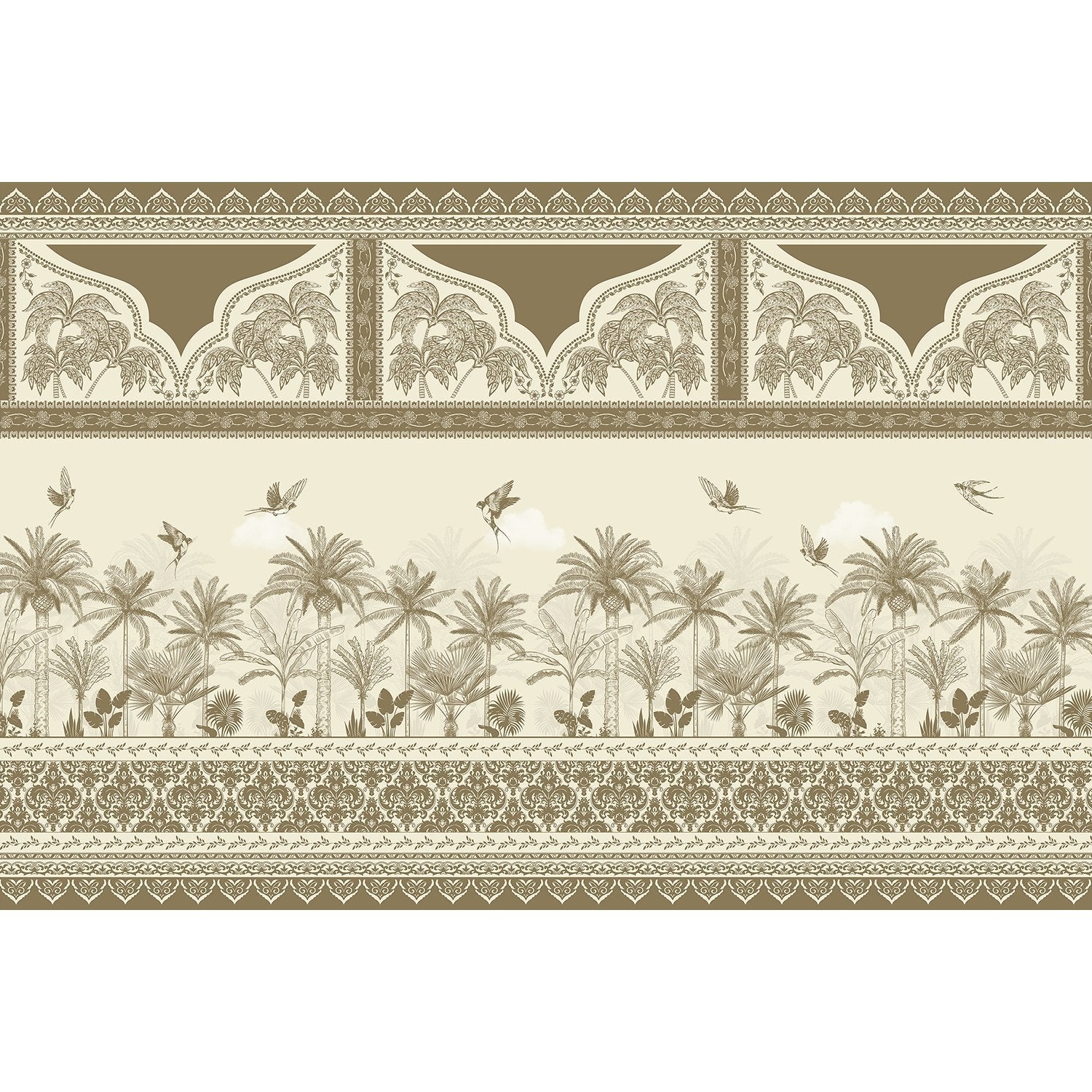 Exquisite tropical royal lea - "mughal" wallpaper mural-equal final