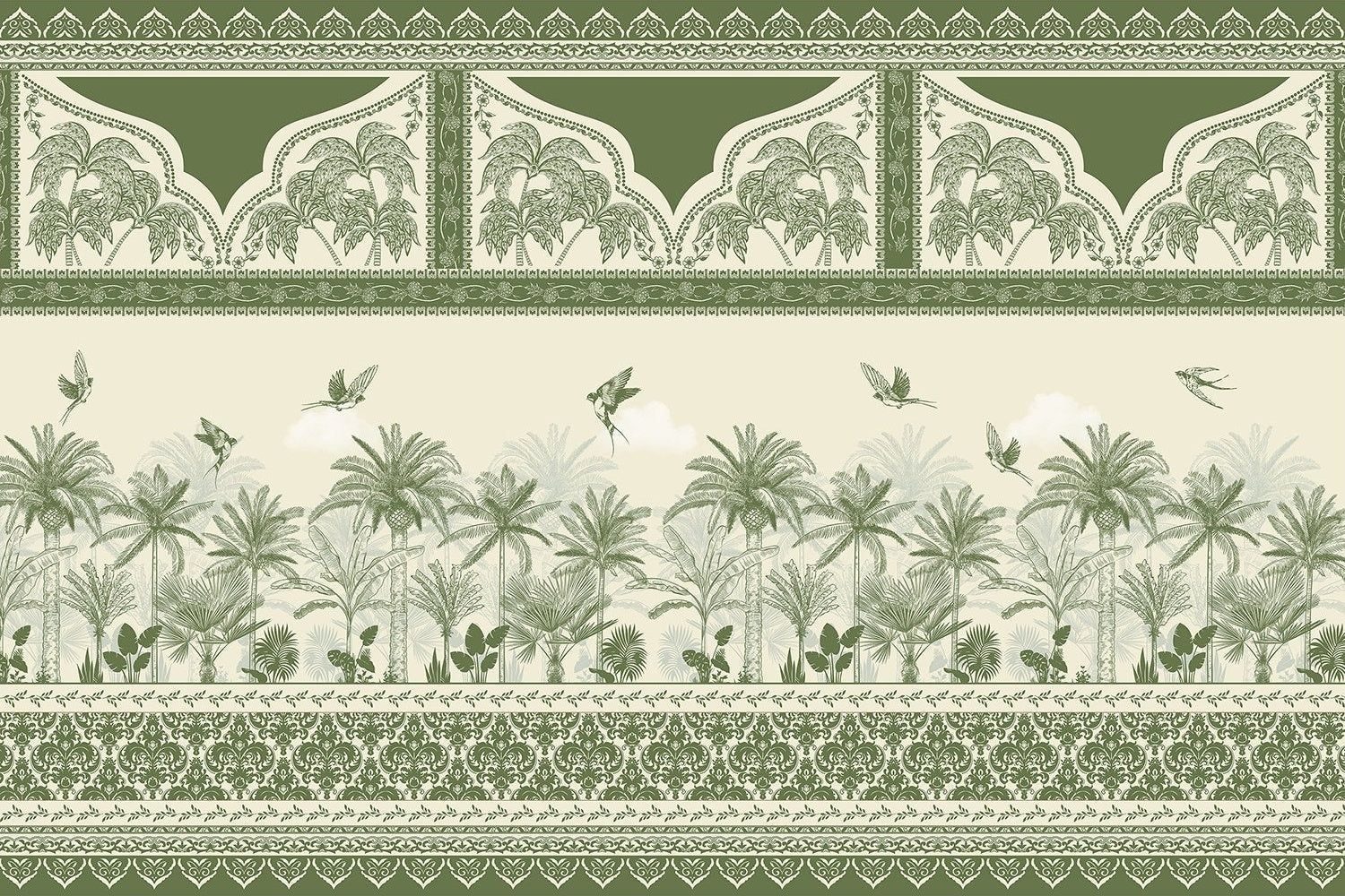Exquisite tropical royal lea - "mughal" wallpaper mural-inequal final