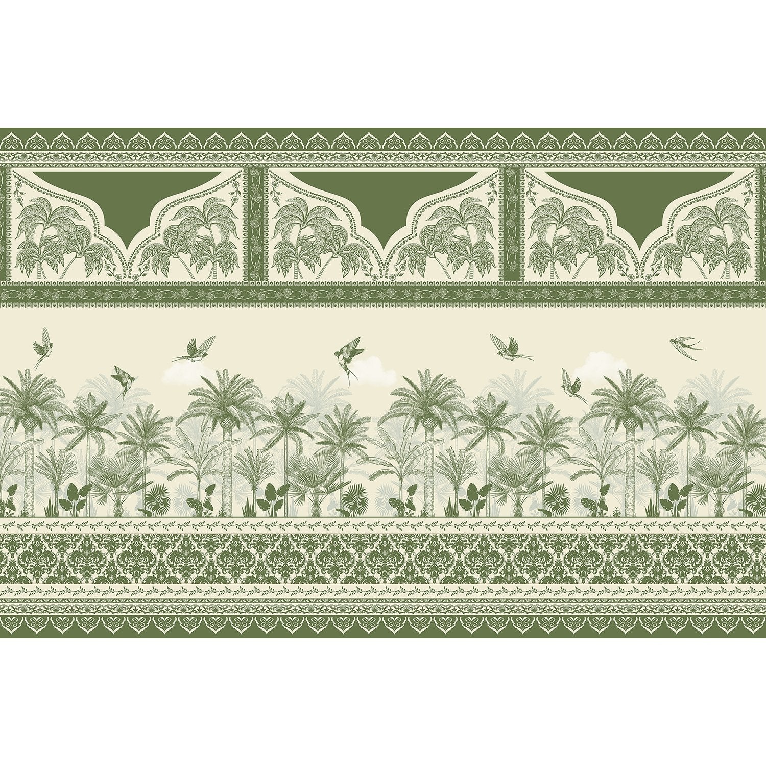 Exquisite tropical royal lea - "mughal" wallpaper mural-equal final