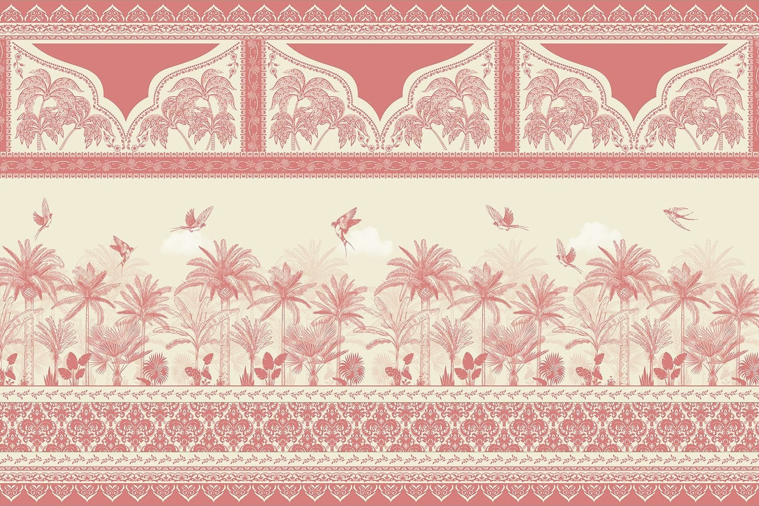 Exquisite tropical royal lea - "mughal" wallpaper mural-inequal final