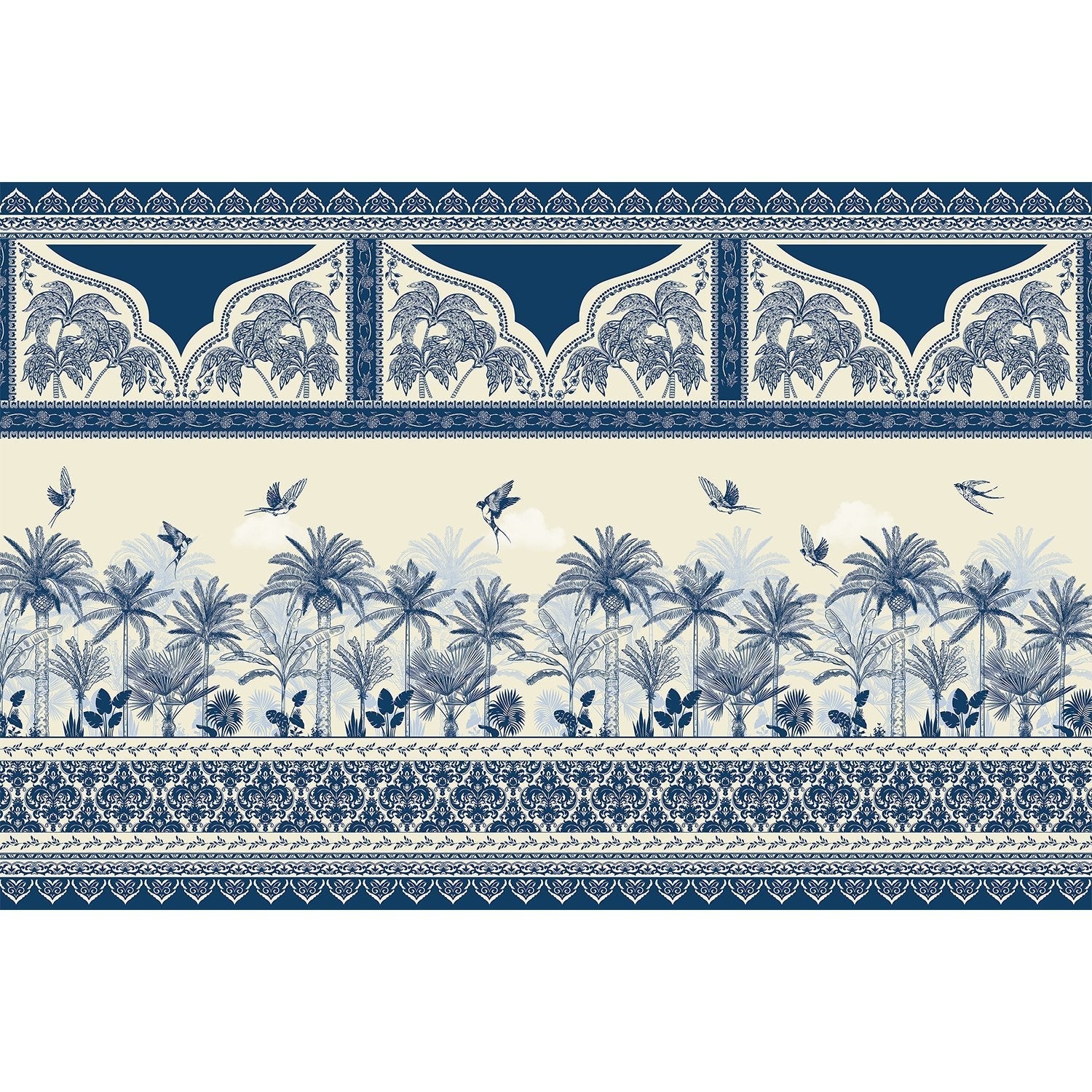 Exquisite tropical royal lea - "mughal" wallpaper mural-equal final