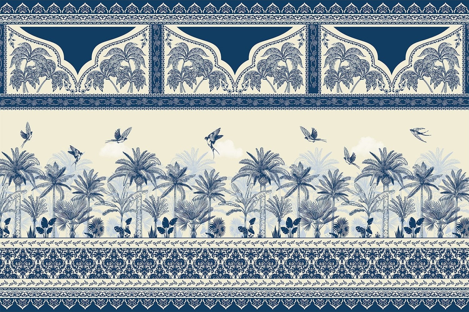 Exquisite tropical royal lea - "mughal" wallpaper mural-inequal final