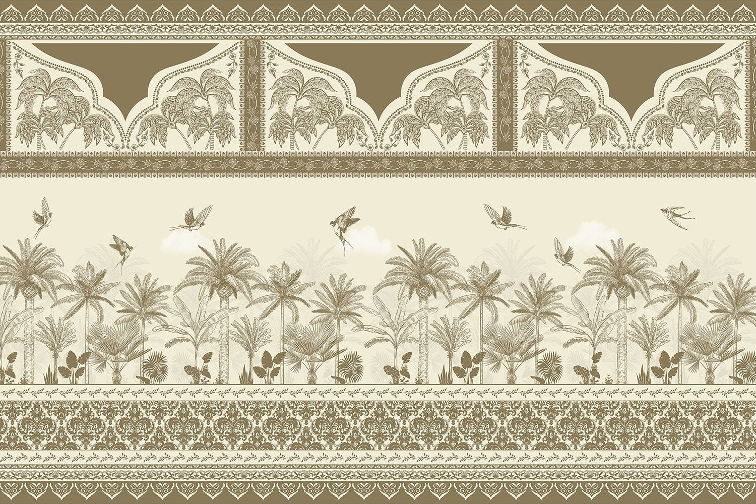 Exquisite tropical royal lea - "mughal" wallpaper mural-inequal final