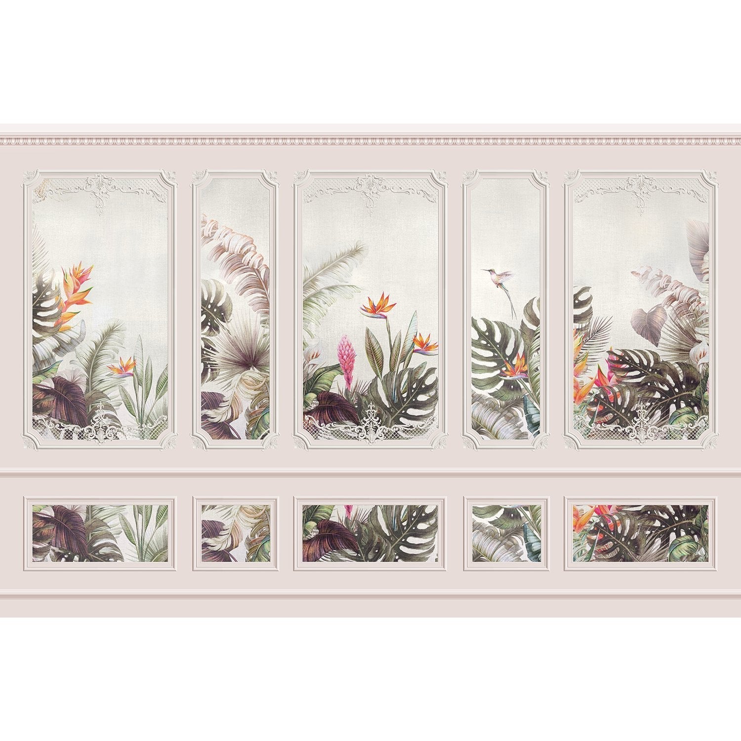 Verdant tropical garden 3D wallpaper in lea - "european" wallpaper mural-equal final