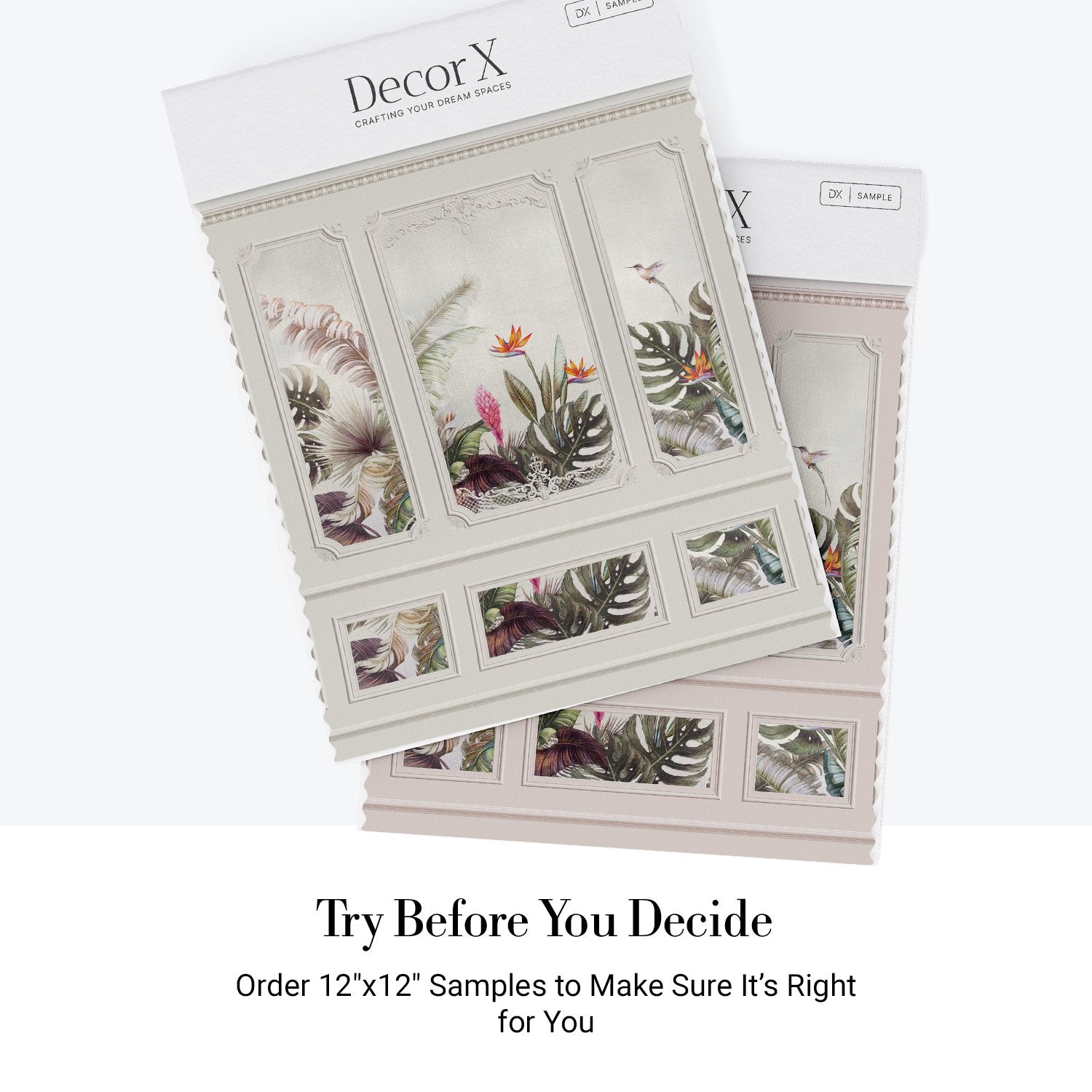 Elegant wall panels featuring tropical birds, monstera leaves and birds of paradise flowers - view 11 - final all-groups samples