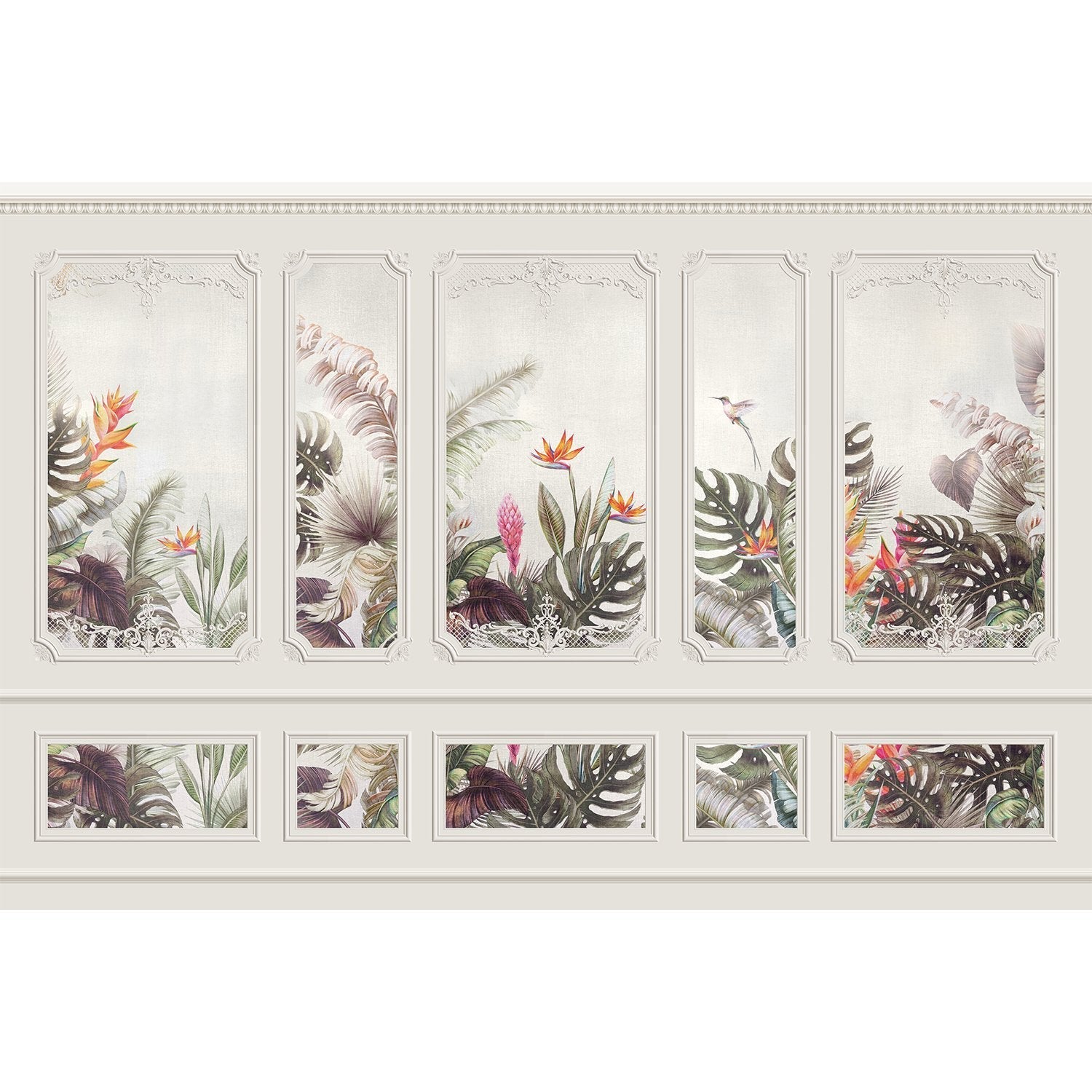 Verdant tropical garden 3D wallpaper in lea - "european" wallpaper mural-equal final