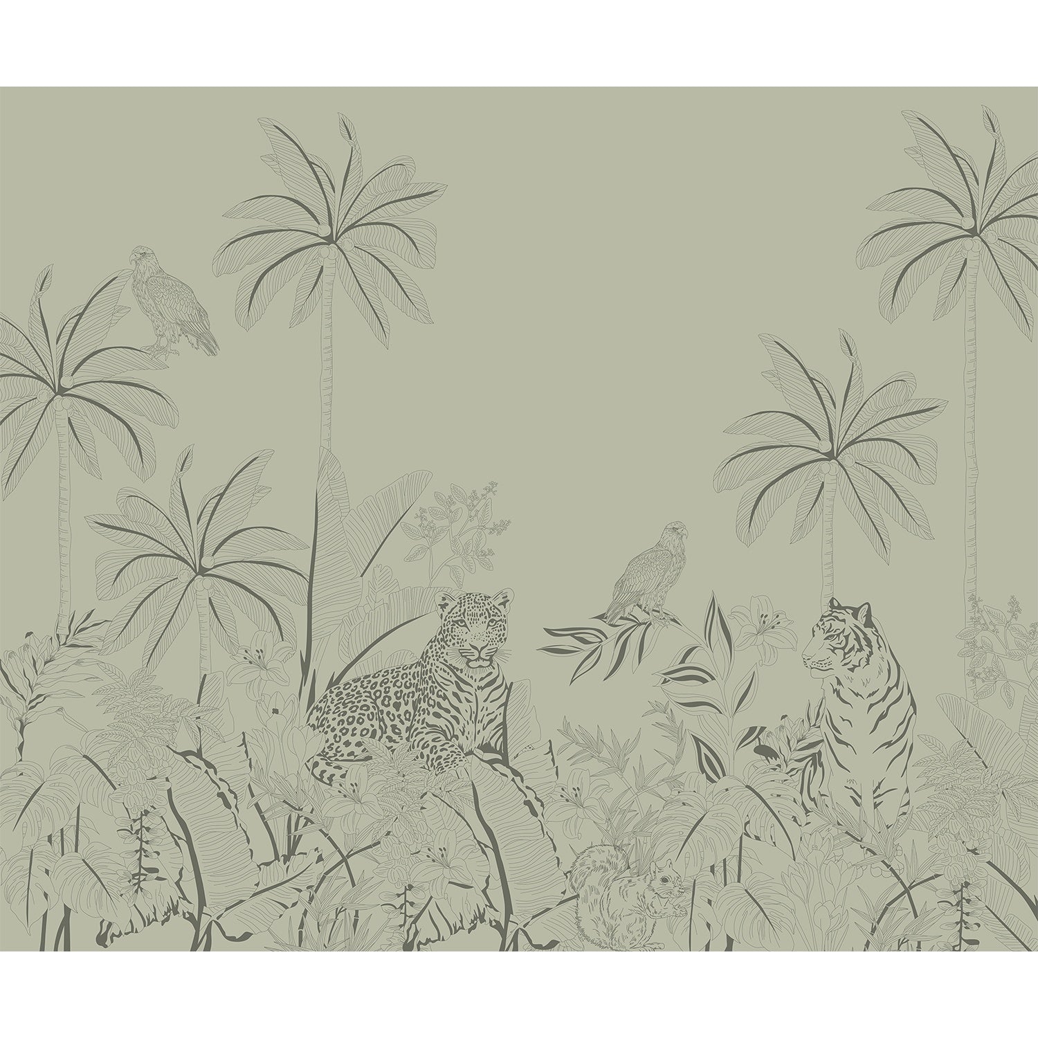 Majestic wildlife in lea - "tropical" wallpaper mural-equal final