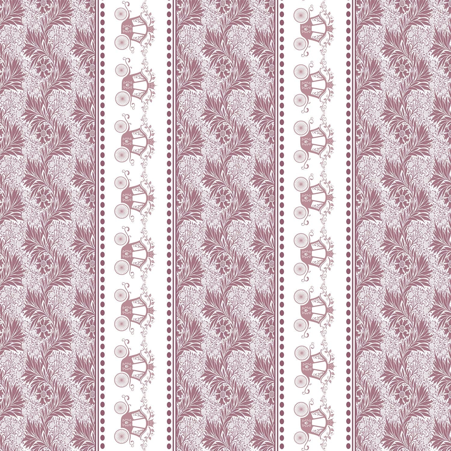 Vertical striped design with ornate carriages and delicate gray floral motifs in European style - view 13 - final