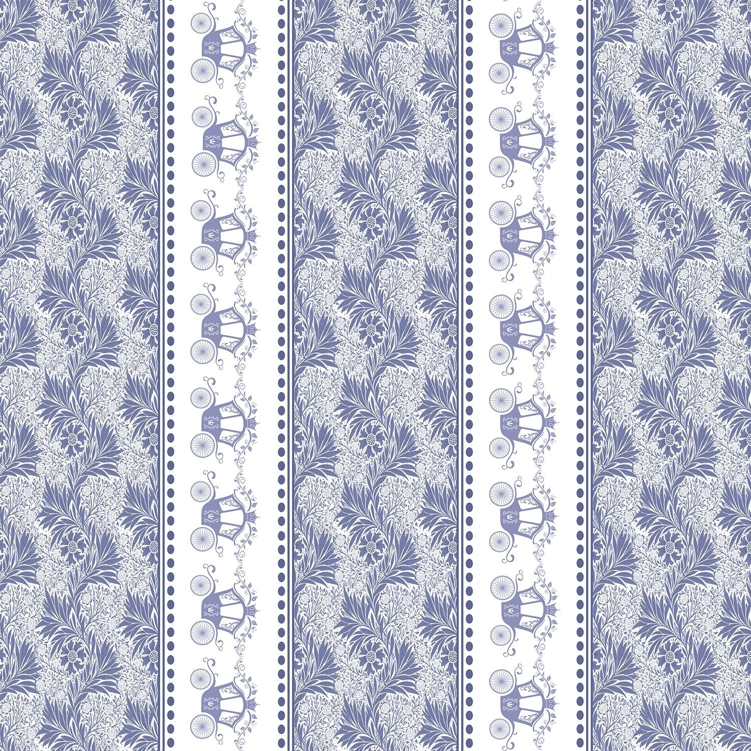 Vertical striped design with ornate carriages and delicate gray floral motifs in European style - view 19 - final