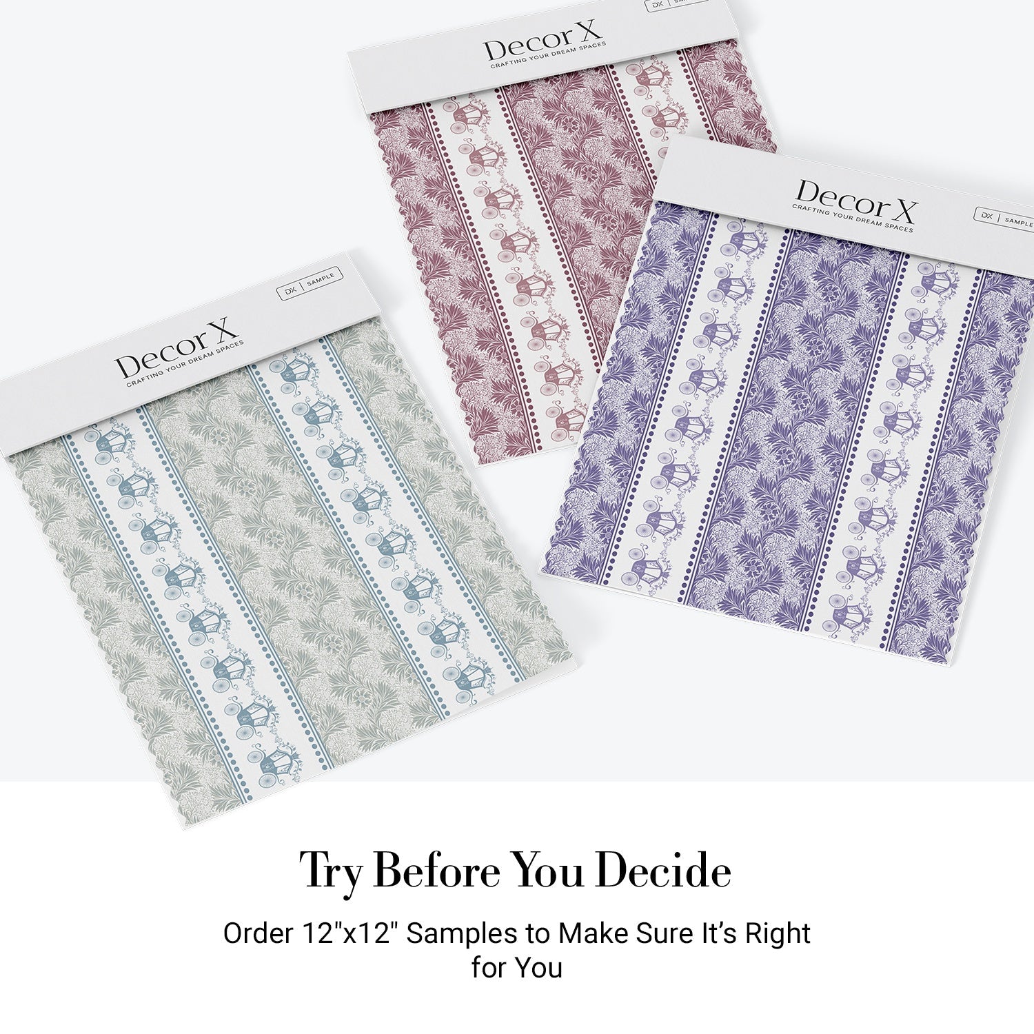 Vertical striped design with ornate carriages and delicate gray floral motifs in European style - view 23 - final all-groups samples