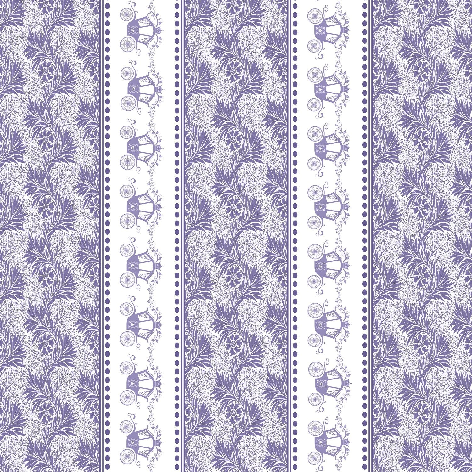 Vertical striped design with ornate carriages and delicate gray floral motifs in European style - view 9 - final