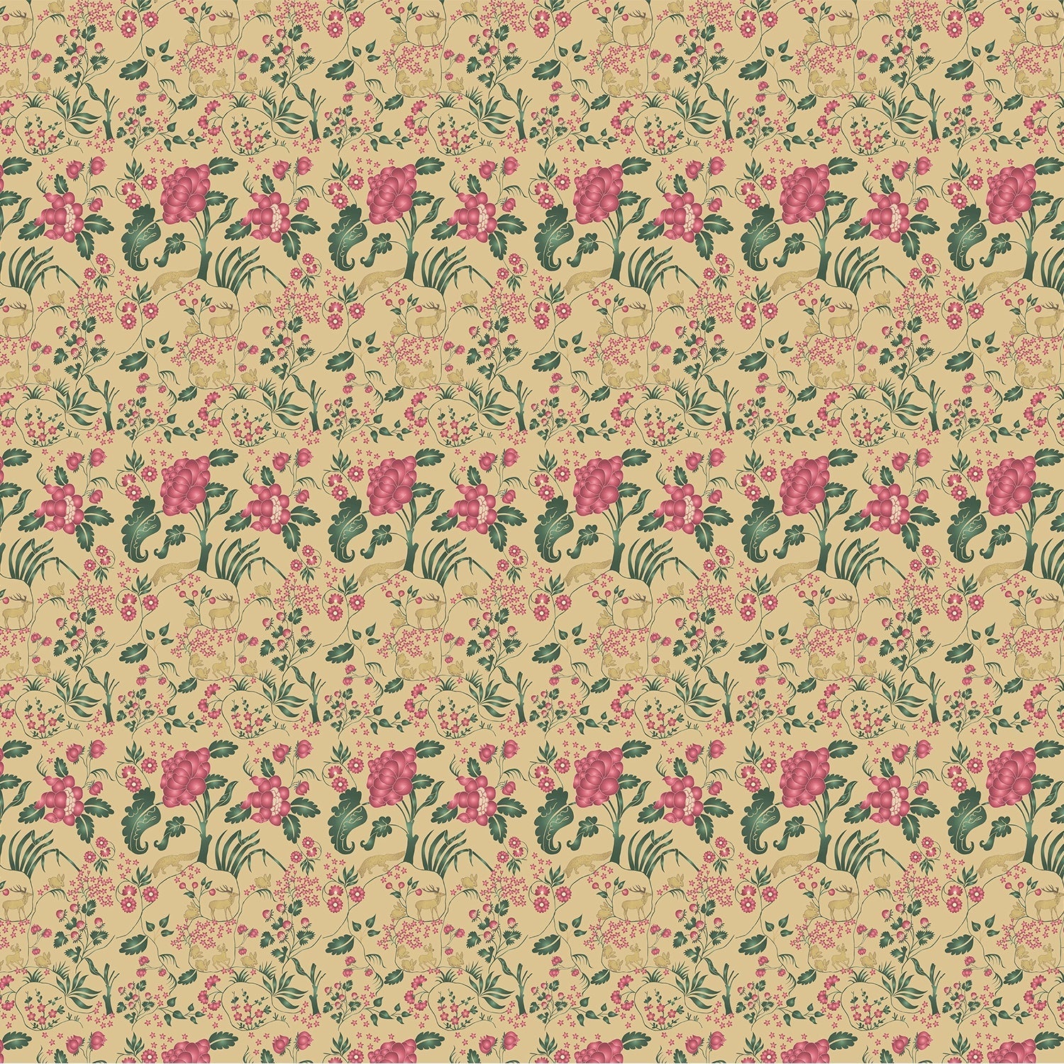 Delicate coral and beige floral pattern with climbing vines and whimsical botanical motifs - view 10 - final