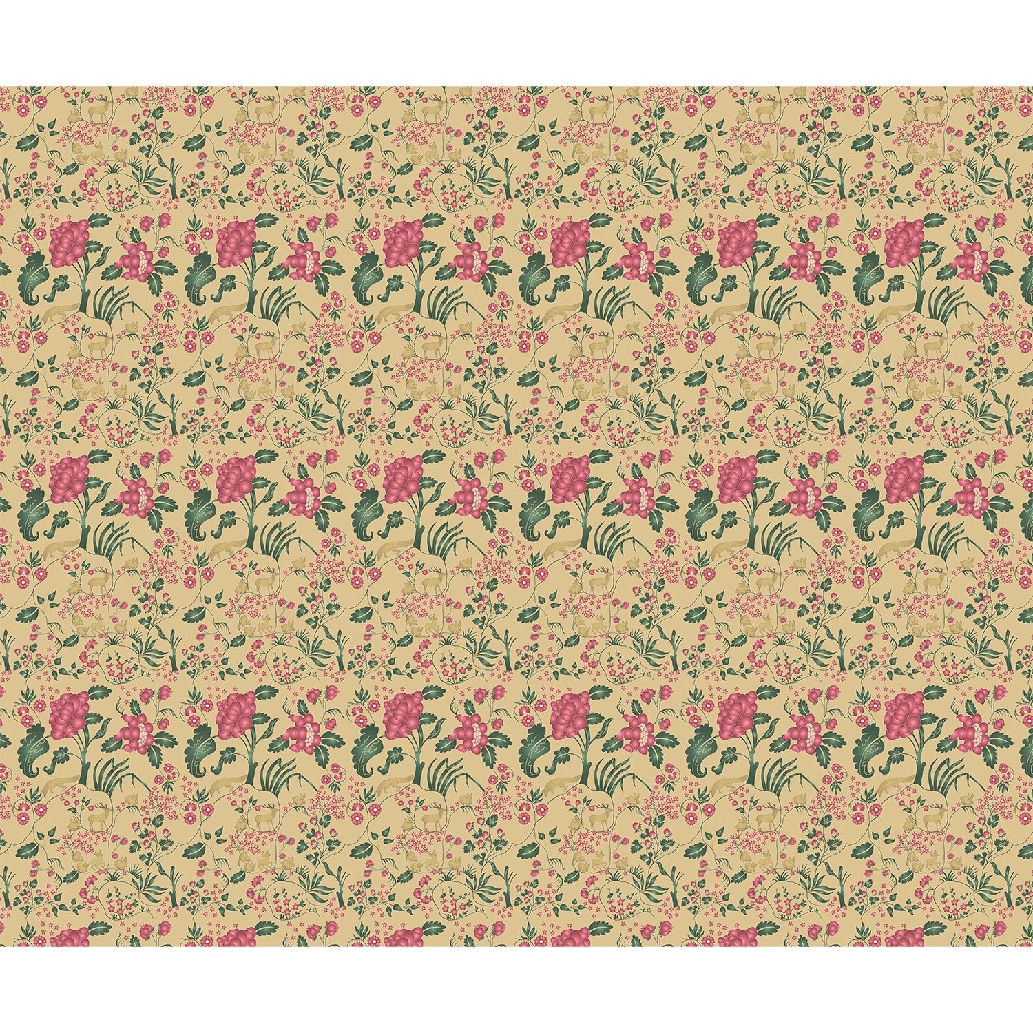 repeat-full-square Delicate coral and beige floral pattern with climbing vines and whimsical botanical motifs - view 13 - final