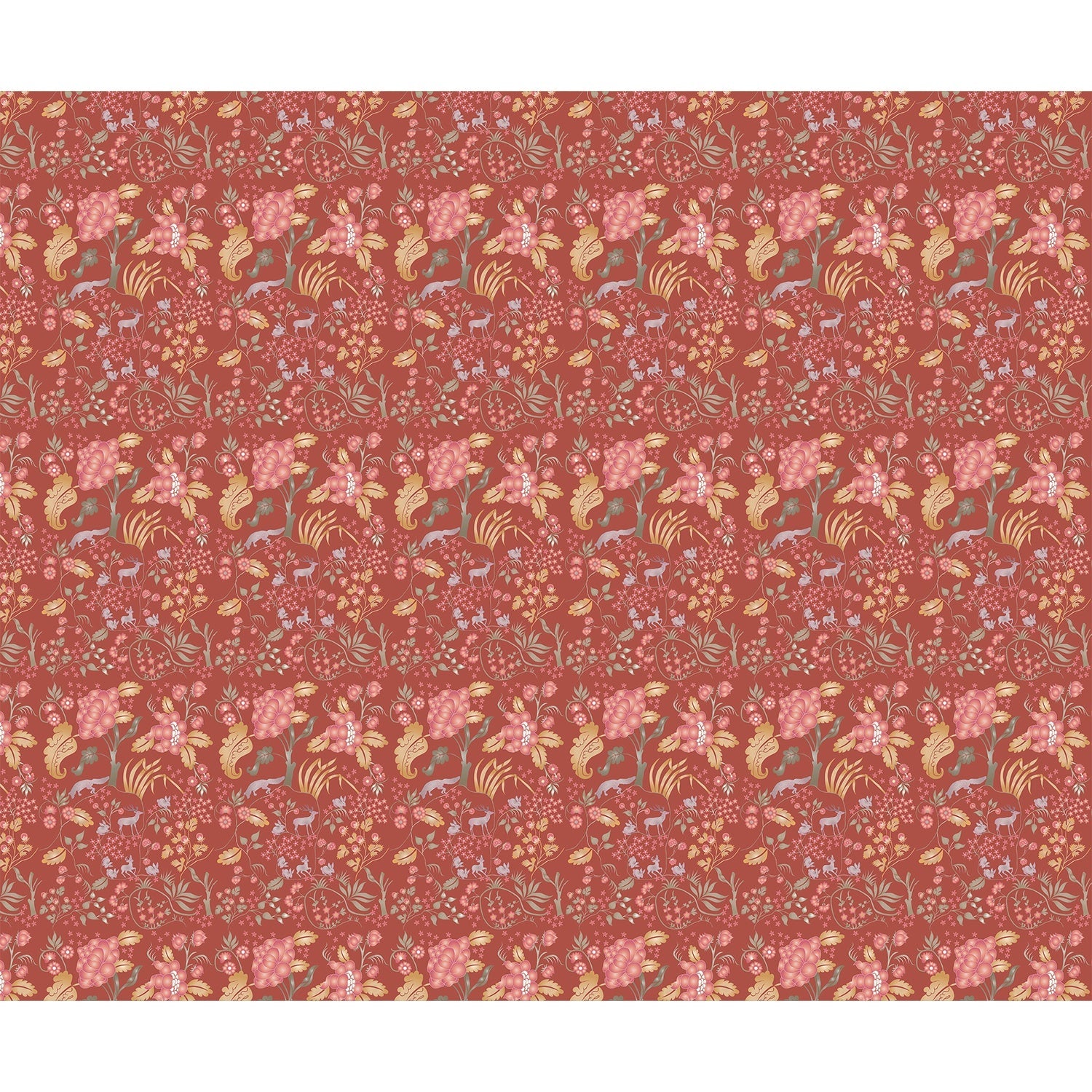 repeat-full-square Delicate coral and beige floral pattern with climbing vines and whimsical botanical motifs - view 18 - final