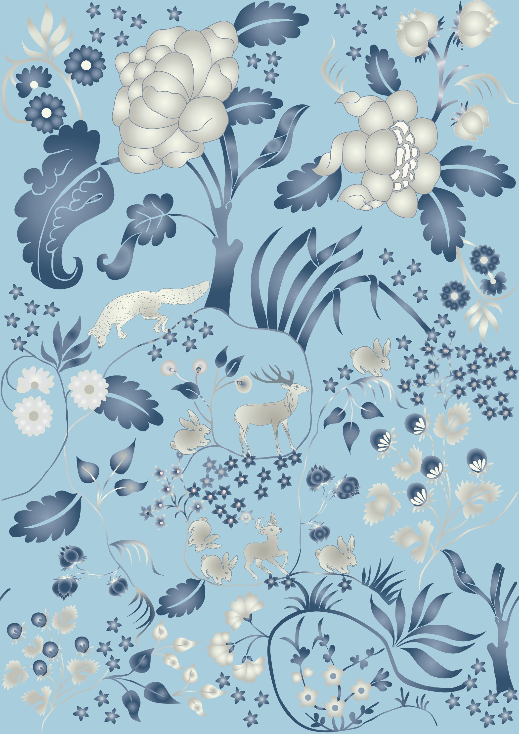 Delicate coral and beige floral pattern with climbing vines and whimsical botanical motifs - view 24 - repeat-original - final