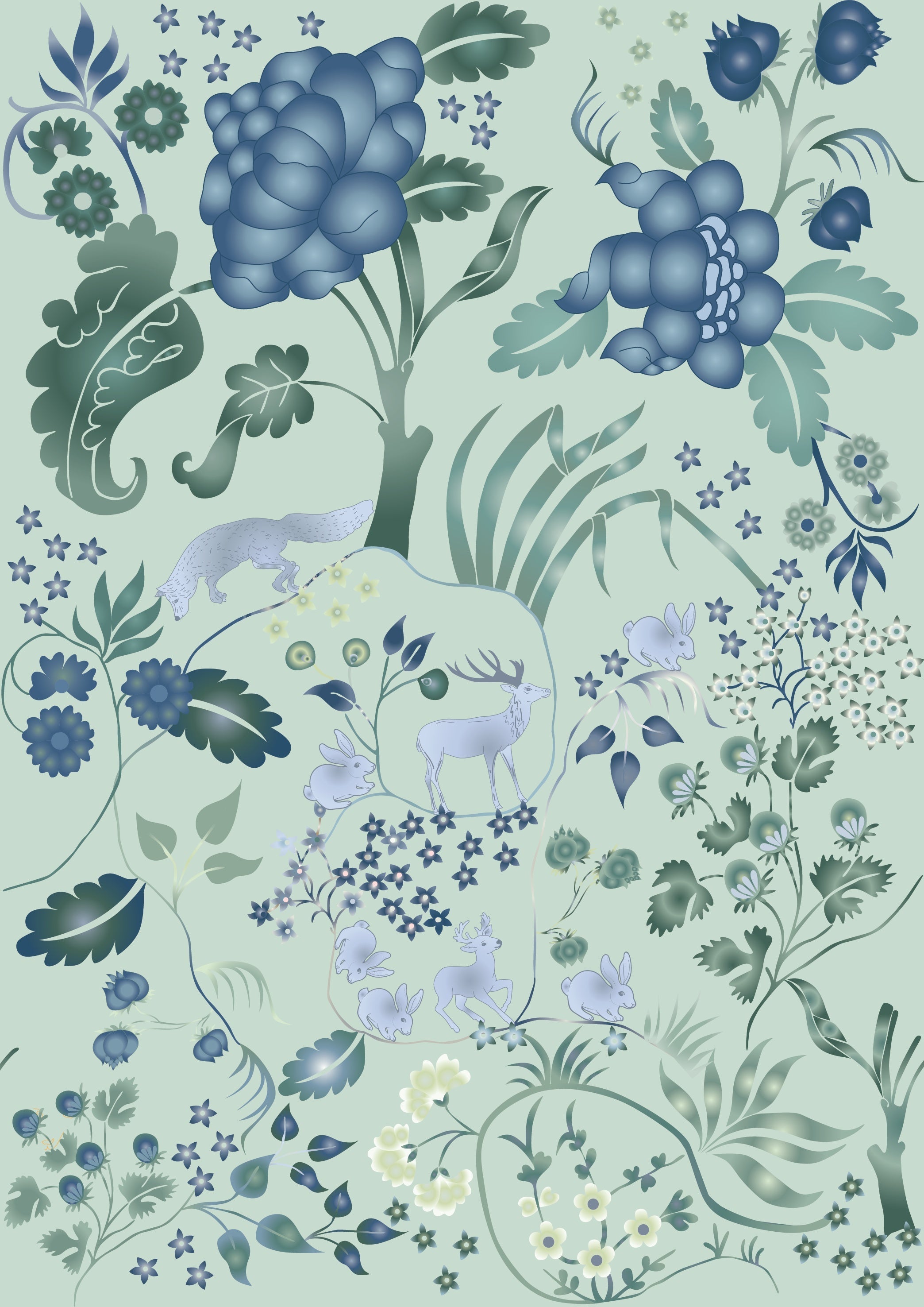 Delicate coral and beige floral pattern with climbing vines and whimsical botanical motifs - view 29 - repeat-original - final