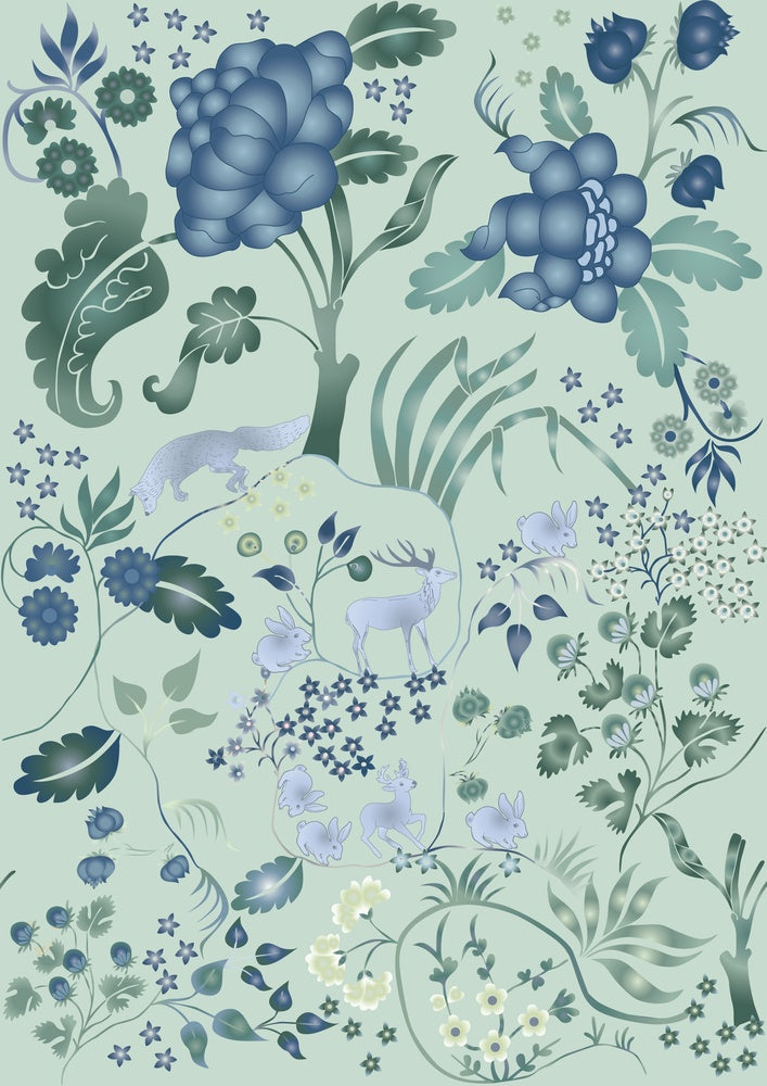 Delicate coral and beige floral pattern with climbing vines and whimsical botanical motifs - view 30 - repeat-small - final