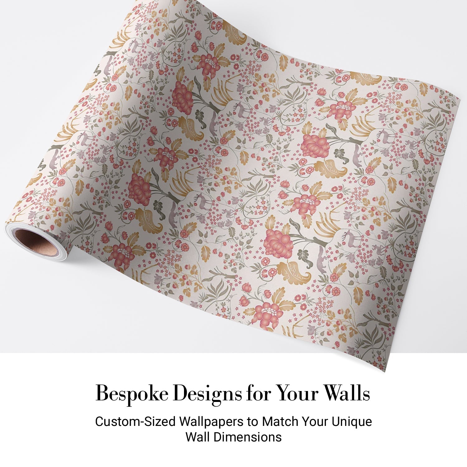 Delicate coral and beige floral pattern with climbing vines and whimsical botanical motifs - view 4 - final