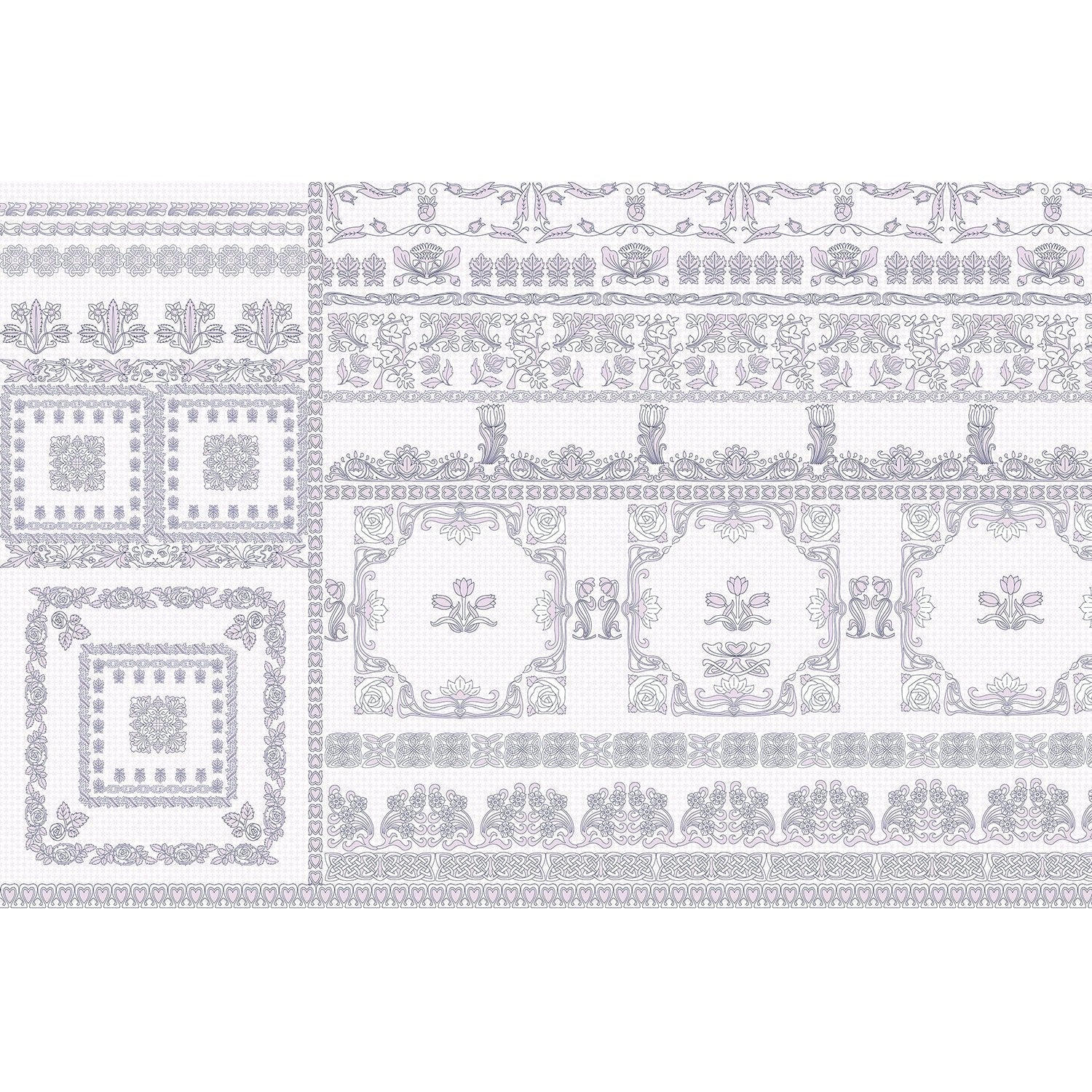 Luxurious blue damask tile art wallpaper mural-equal final