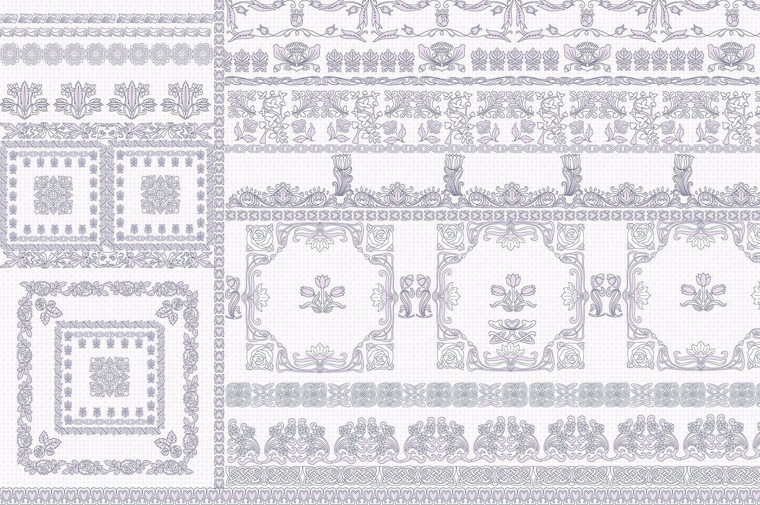 Luxurious blue damask tile art wallpaper mural-inequal final