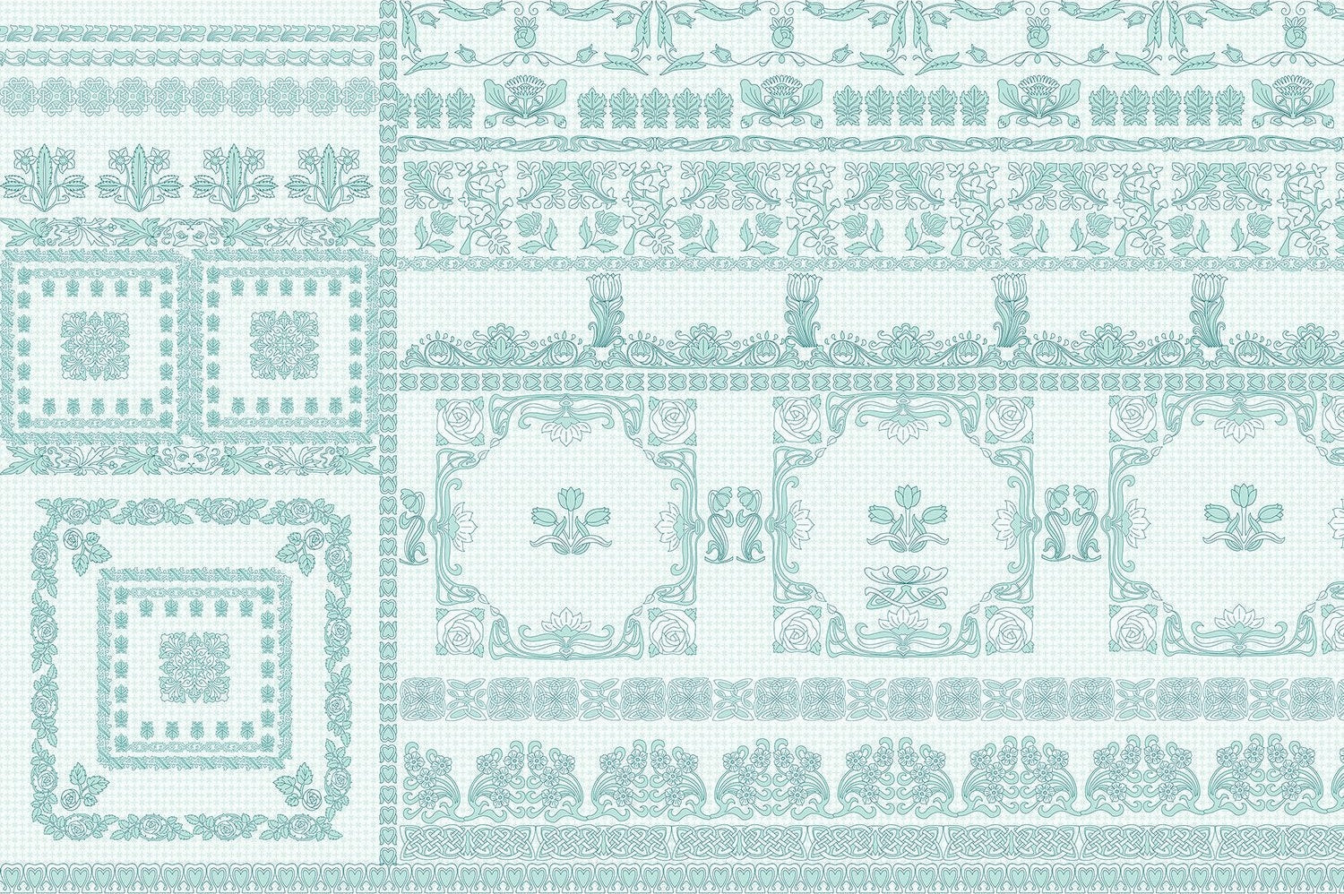 Luxurious blue damask tile art wallpaper mural-inequal final
