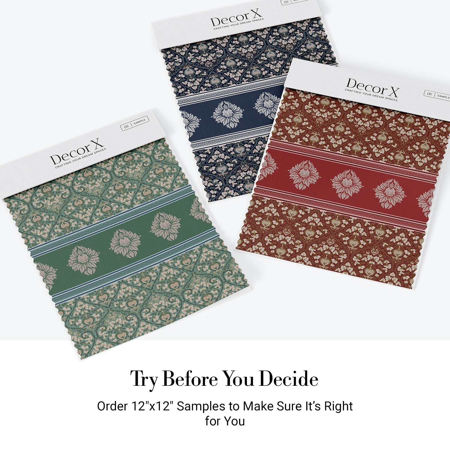 Elegant green damask wallcovering with ornate medallion border and traditional Victorian-inspired motifs - view 24 - final all-groups samples