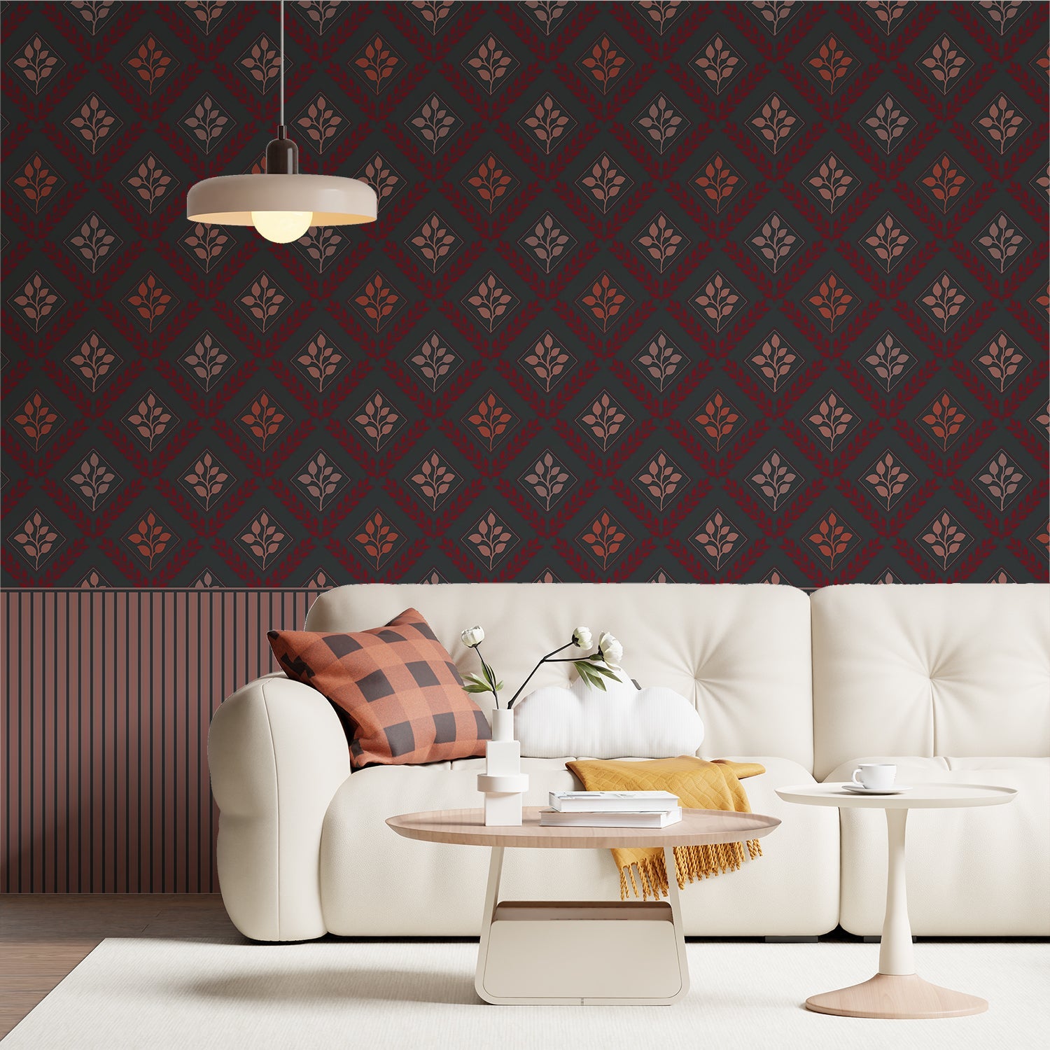 Elegant teal and gold damask floral pattern with diamond lattice arrangement on dark background - view 12 - final