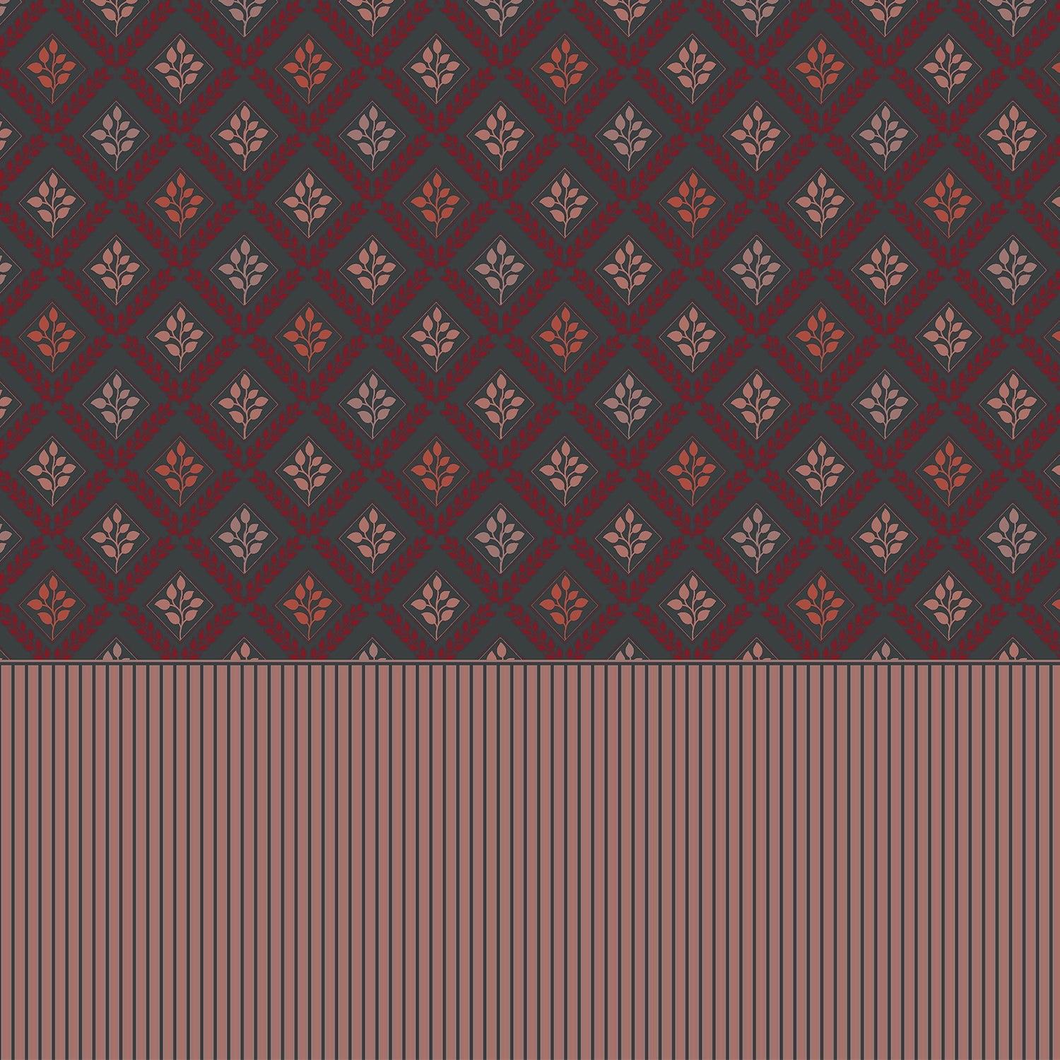 Elegant teal and gold damask floral pattern with diamond lattice arrangement on dark background - view 13 - final