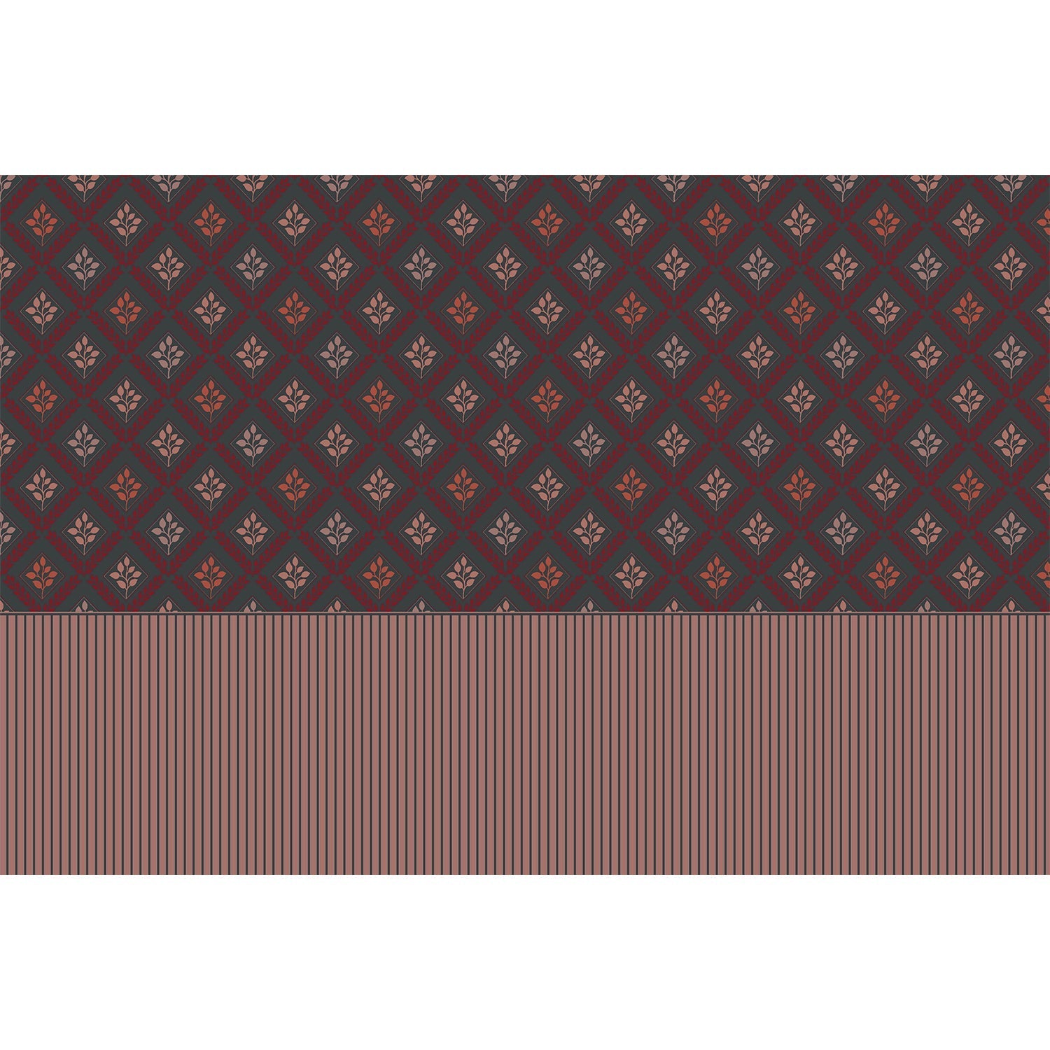 repeat-full-square Elegant teal and gold damask floral pattern with diamond lattice arrangement on dark background - view 14 - final