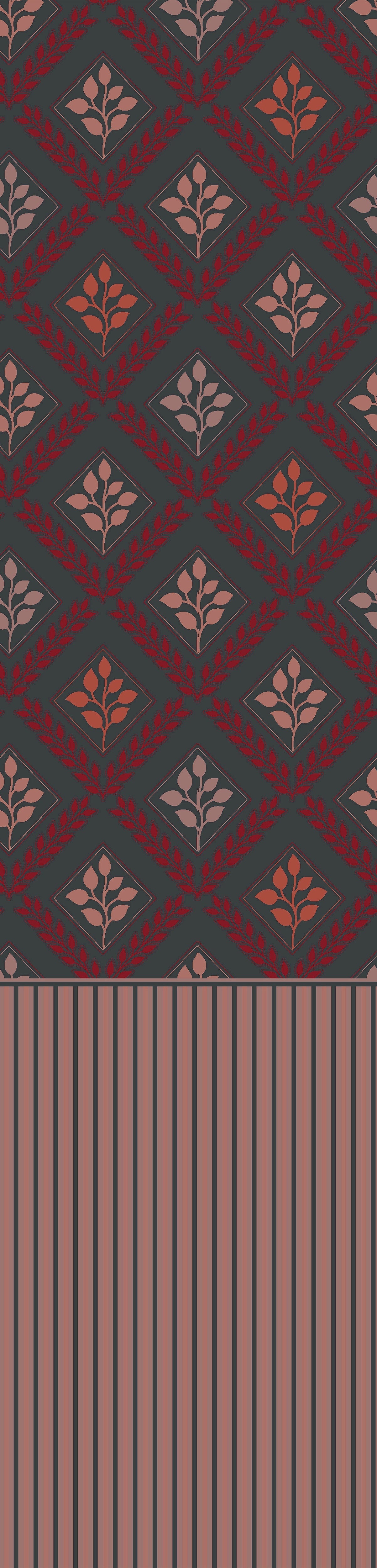 Elegant teal and gold damask floral pattern with diamond lattice arrangement on dark background - view 15 - repeat-original - final