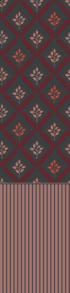 Elegant teal and gold damask floral pattern with diamond lattice arrangement on dark background - view 16 - repeat-small - final