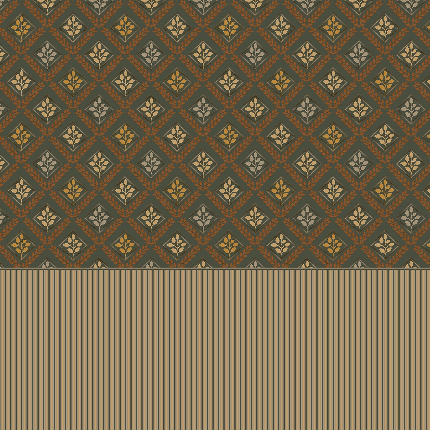 Elegant teal and gold damask floral pattern with diamond lattice arrangement on dark background - view 18 - final