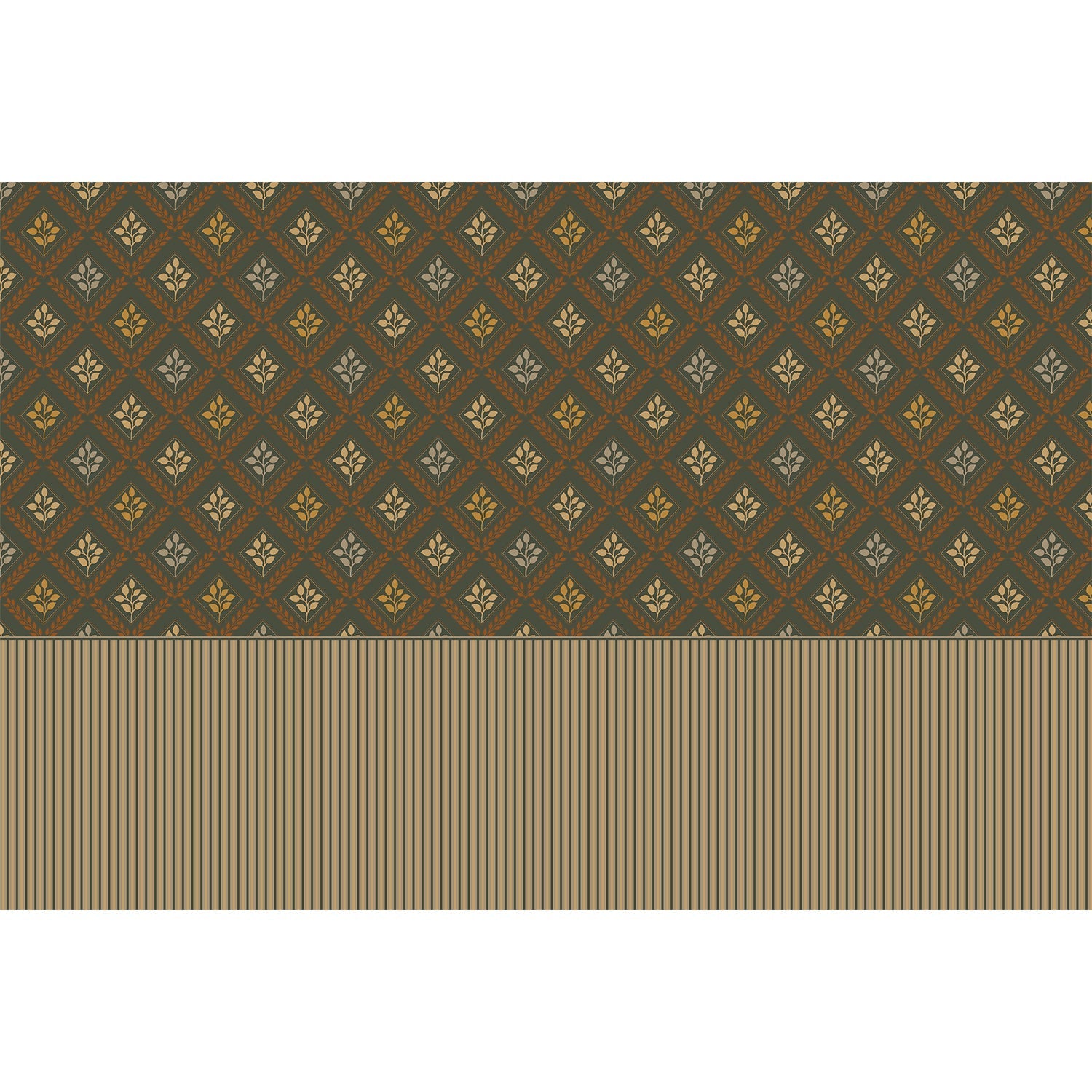 repeat-full-square Elegant teal and gold damask floral pattern with diamond lattice arrangement on dark background - view 19 - final