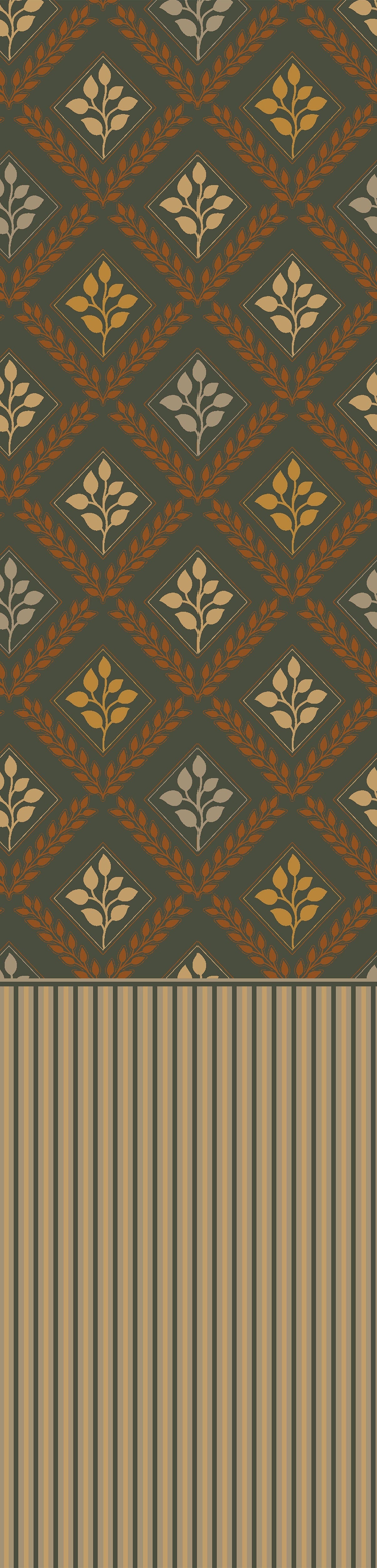 Elegant teal and gold damask floral pattern with diamond lattice arrangement on dark background - view 20 - repeat-original - final