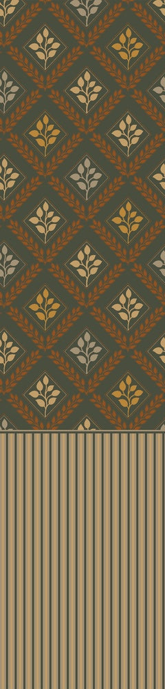 Elegant teal and gold damask floral pattern with diamond lattice arrangement on dark background - view 21 - repeat-small - final