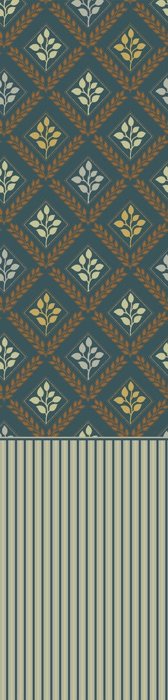 Elegant teal and gold damask floral pattern with diamond lattice arrangement on dark background - view 6 - repeat-small - final