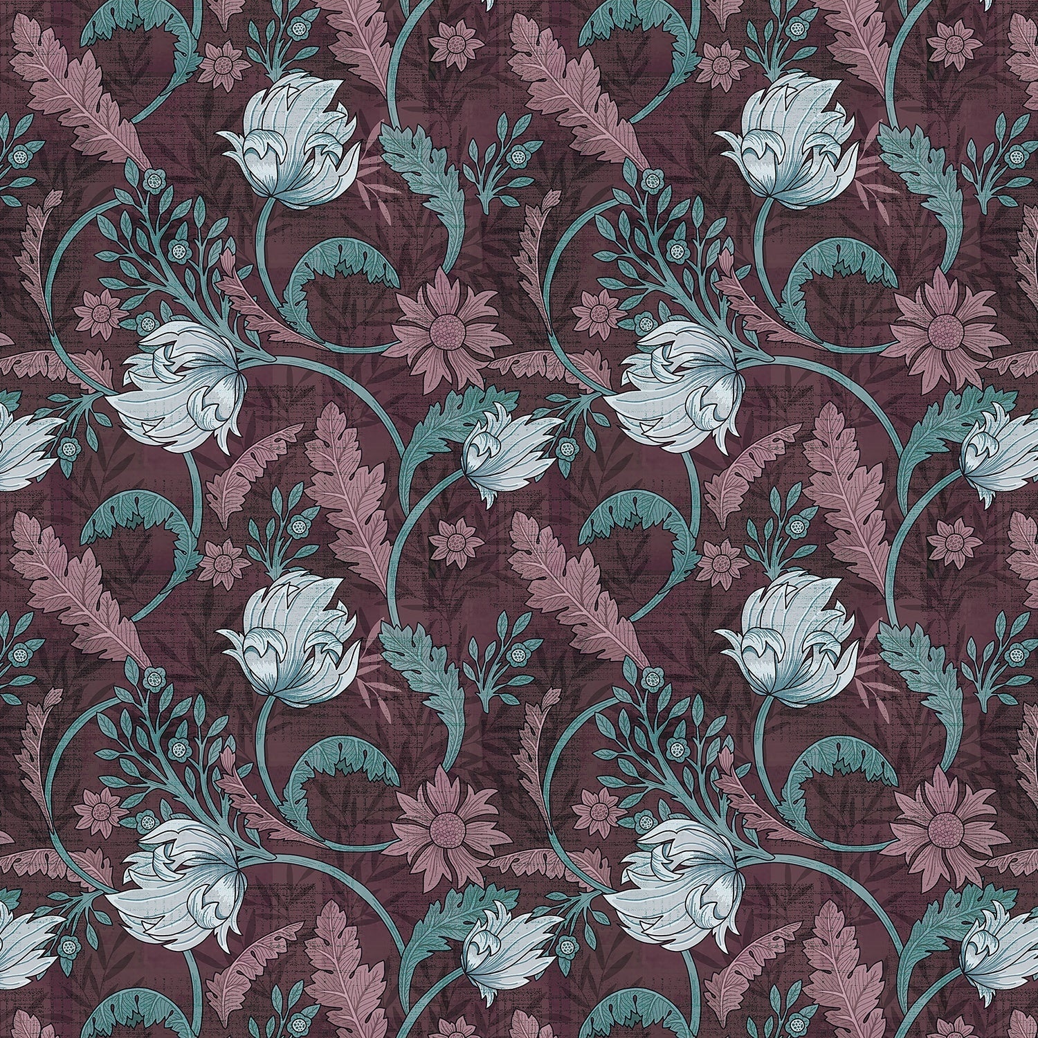 Art nouveau floral design with sage leaves and copper scrollwork on dark emerald background - view 19 - final
