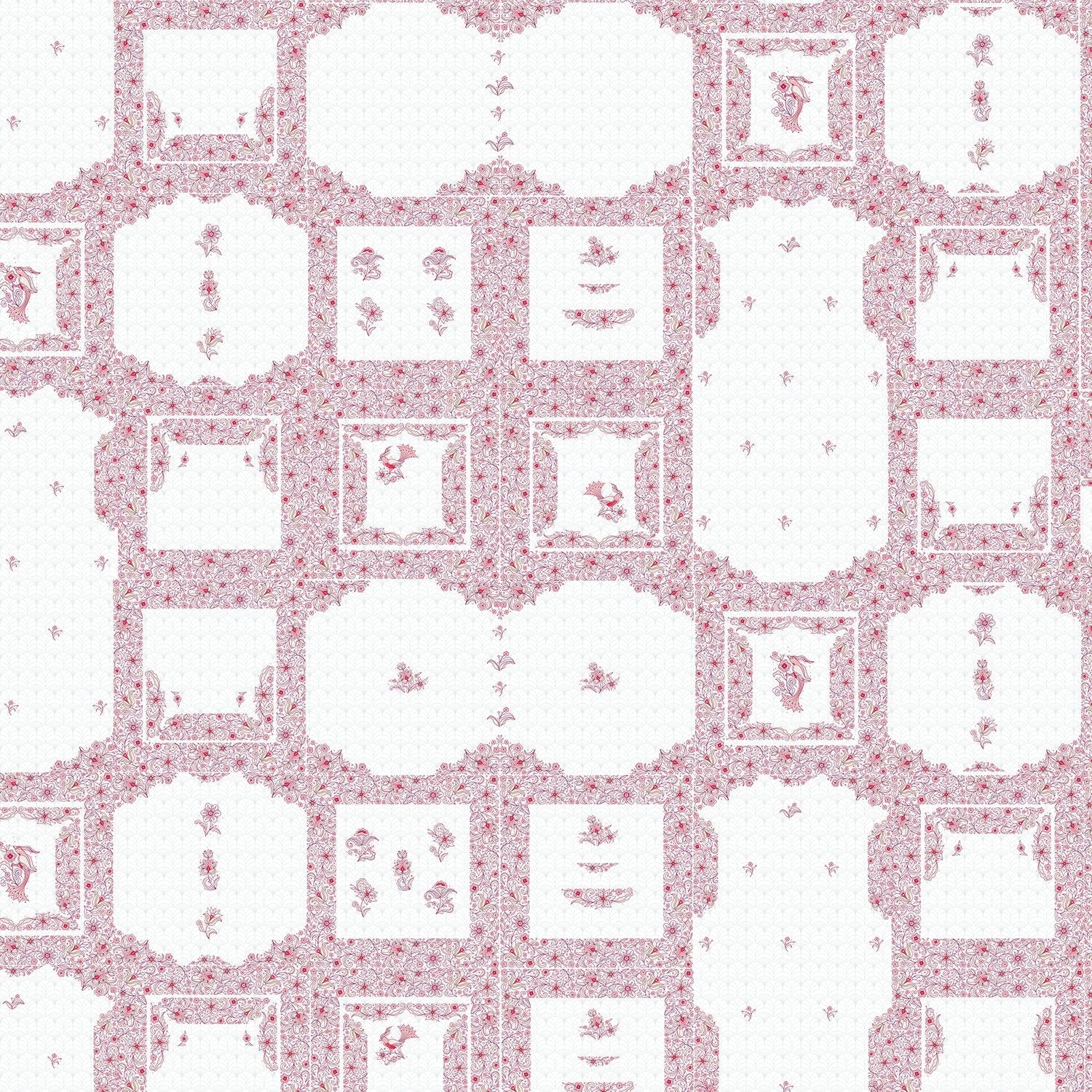 Classic geometric frames with delicate floral details in soft sage green and white tones - view 12 - final