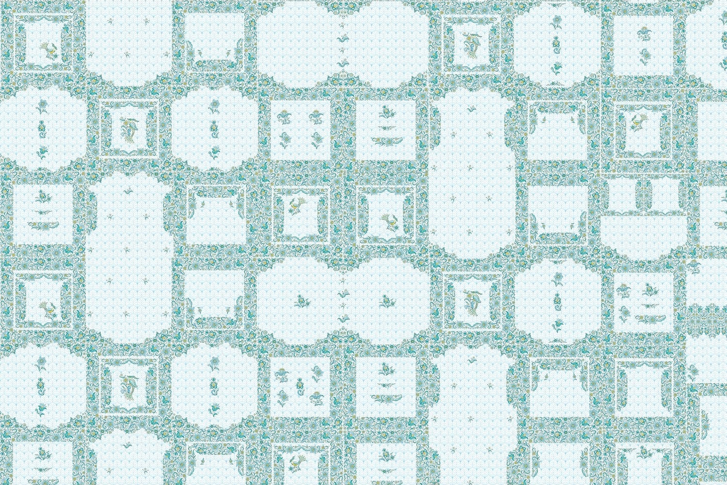 Symmetric bold geometric lea - "modern" wallpaper mural-inequal final